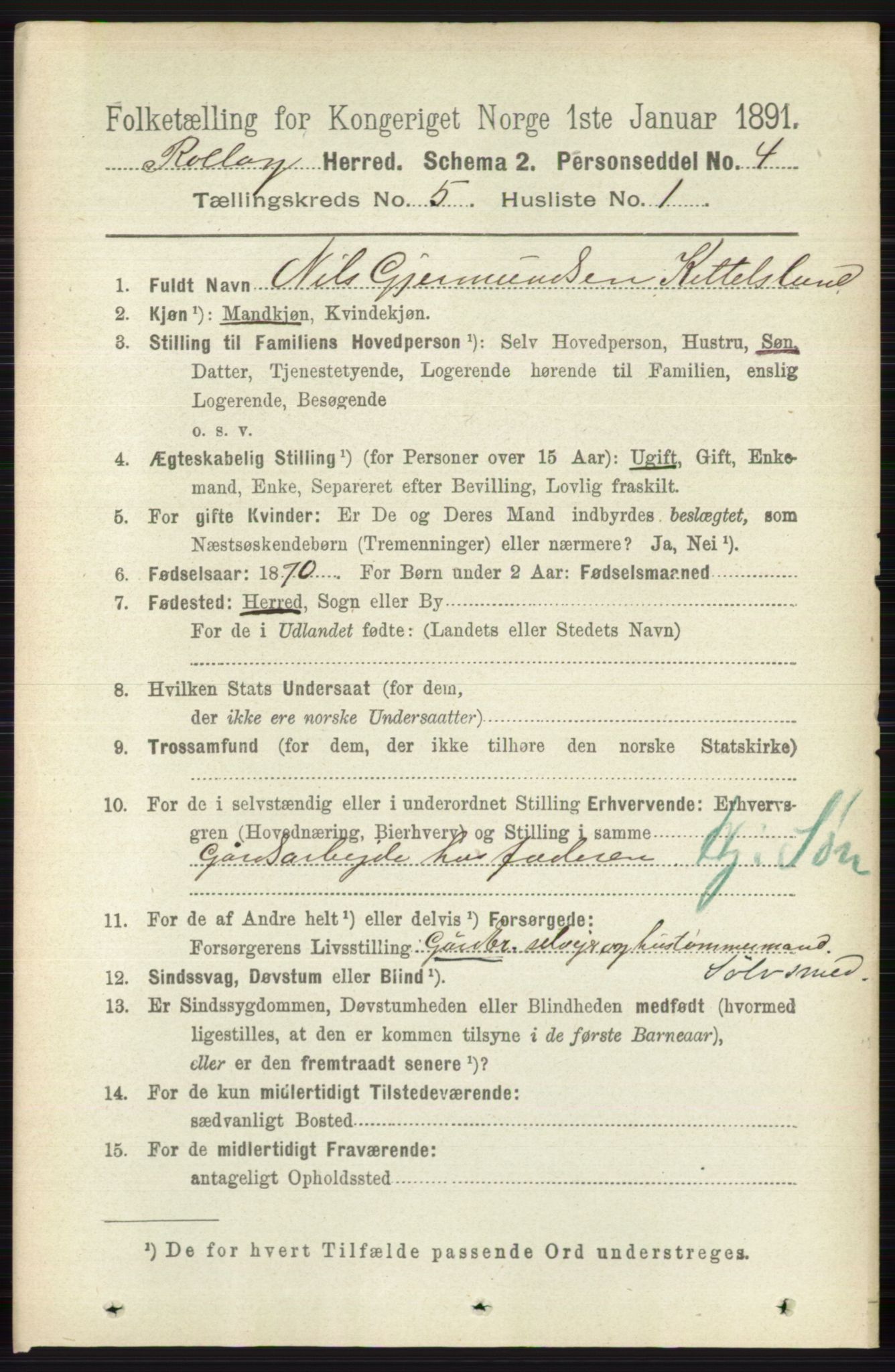 RA, 1891 census for 0632 Rollag, 1891, p. 1686