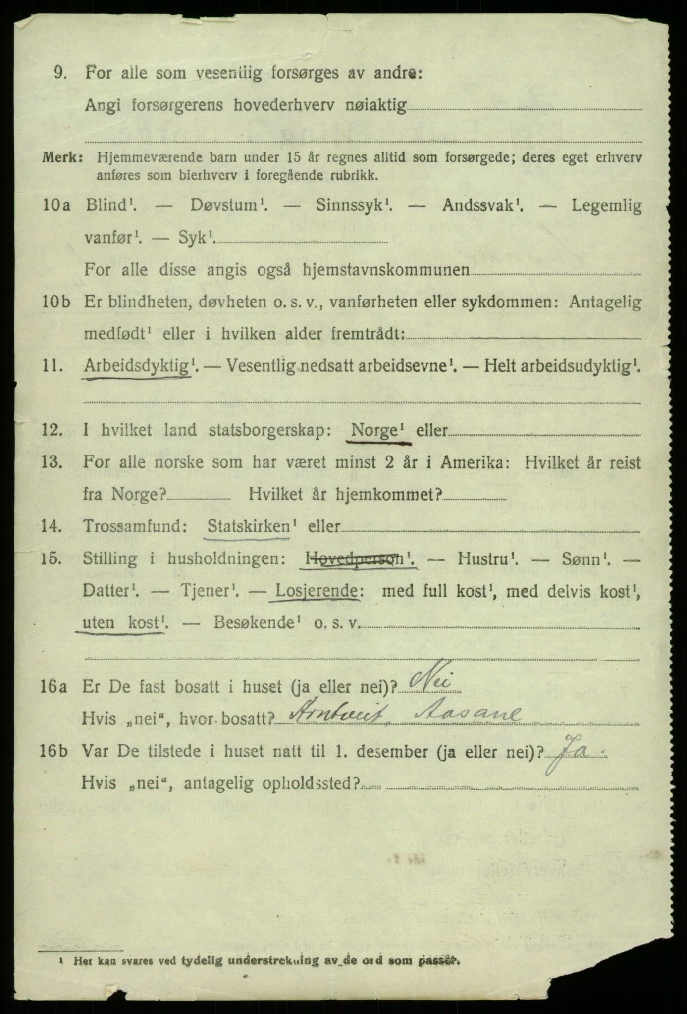 SAB, 1920 census for Åsane, 1920, p. 2000