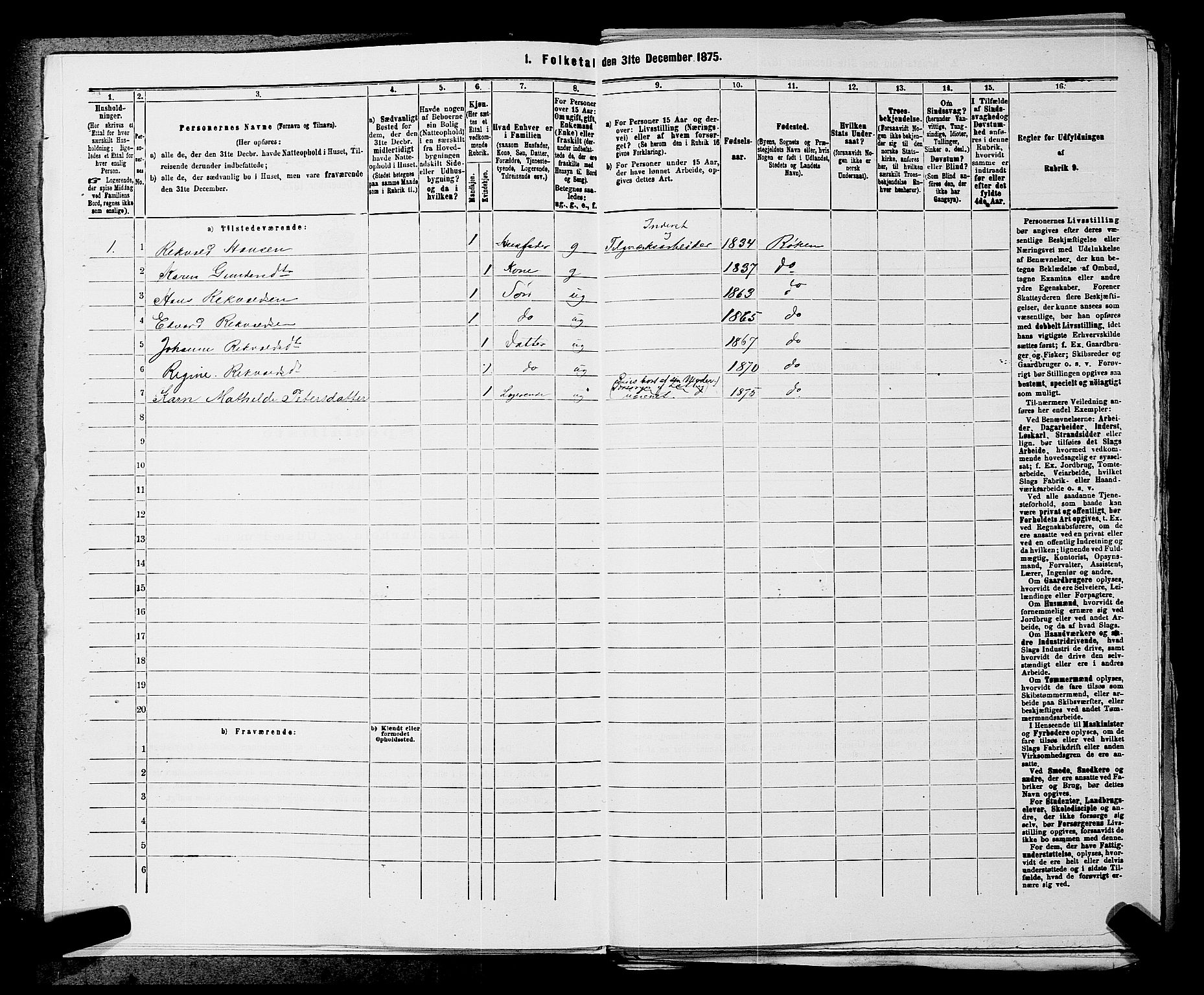 SAKO, 1875 census for 0627P Røyken, 1875, p. 40