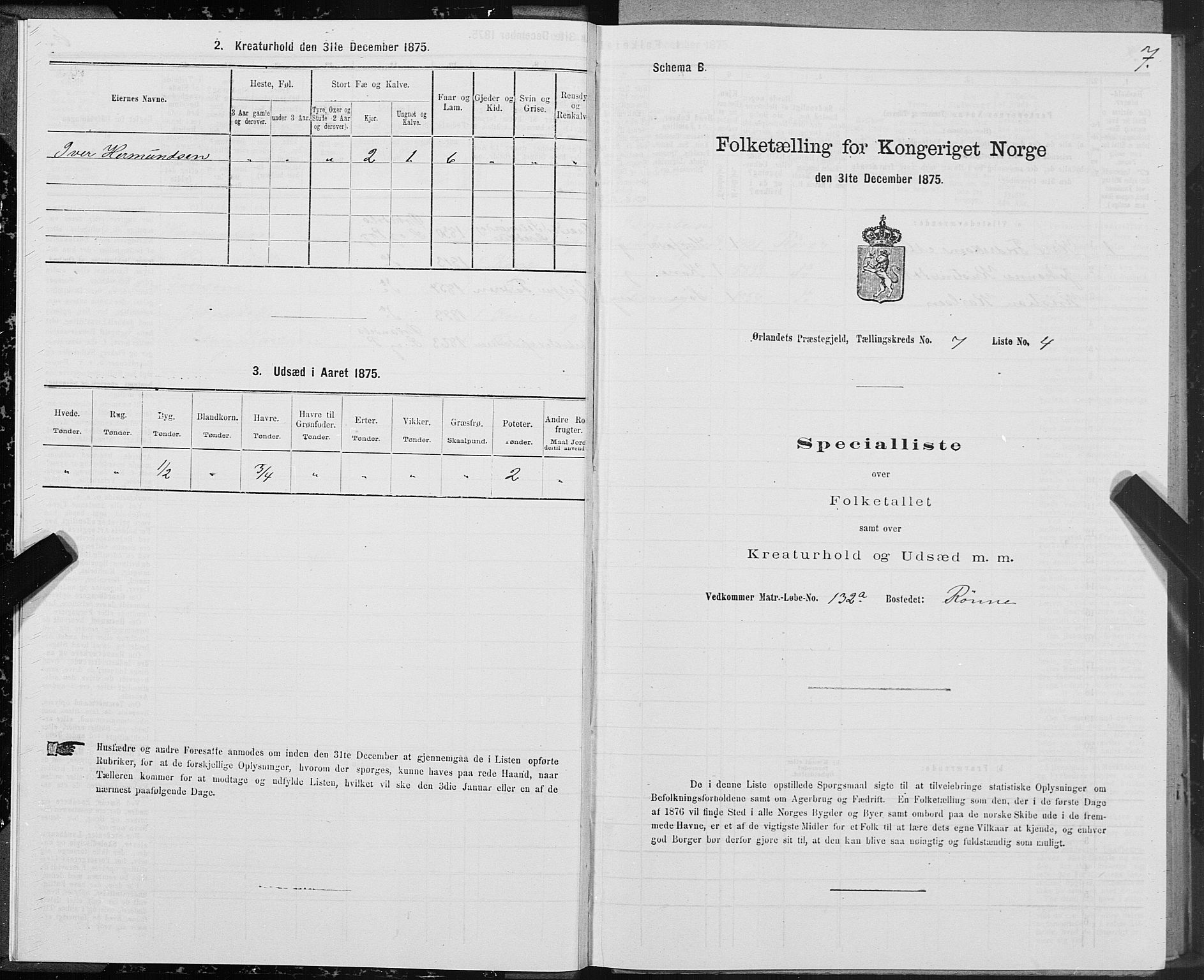 SAT, 1875 census for 1621P Ørland, 1875, p. 4007