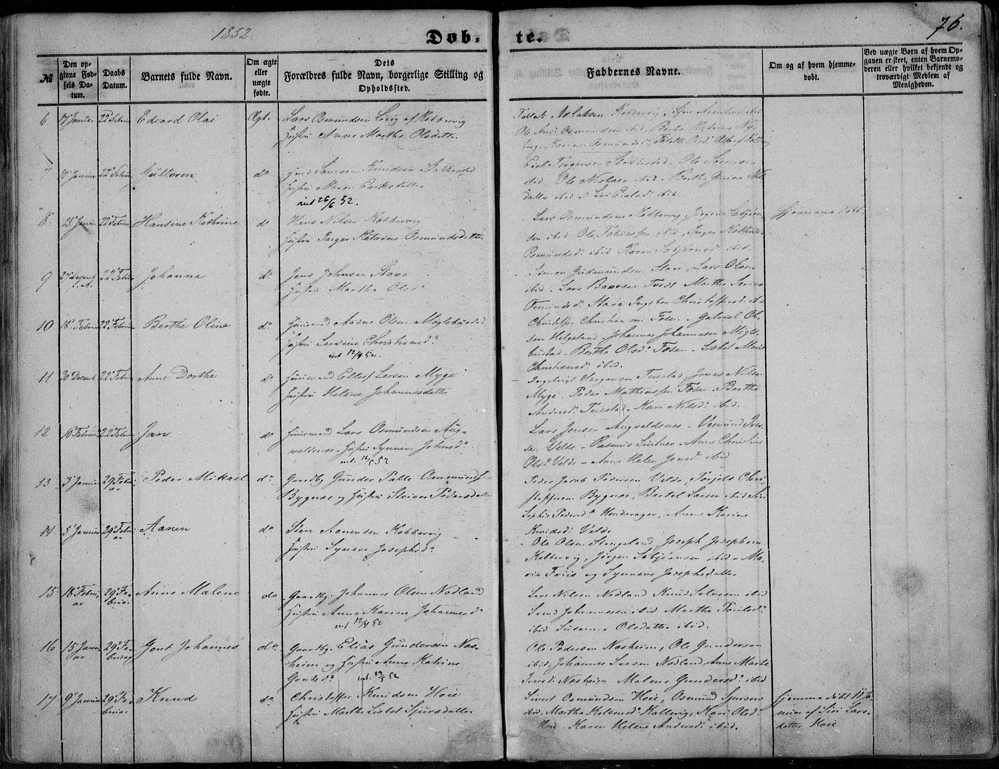 Avaldsnes sokneprestkontor, AV/SAST-A -101851/H/Ha/Haa/L0008: Parish register (official) no. A 8, 1847-1857, p. 76