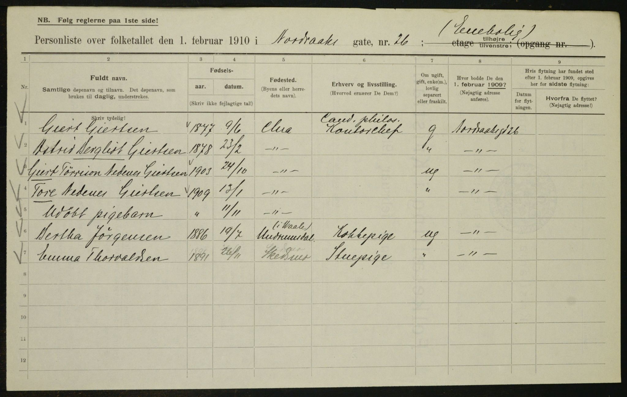 OBA, Municipal Census 1910 for Kristiania, 1910, p. 71370