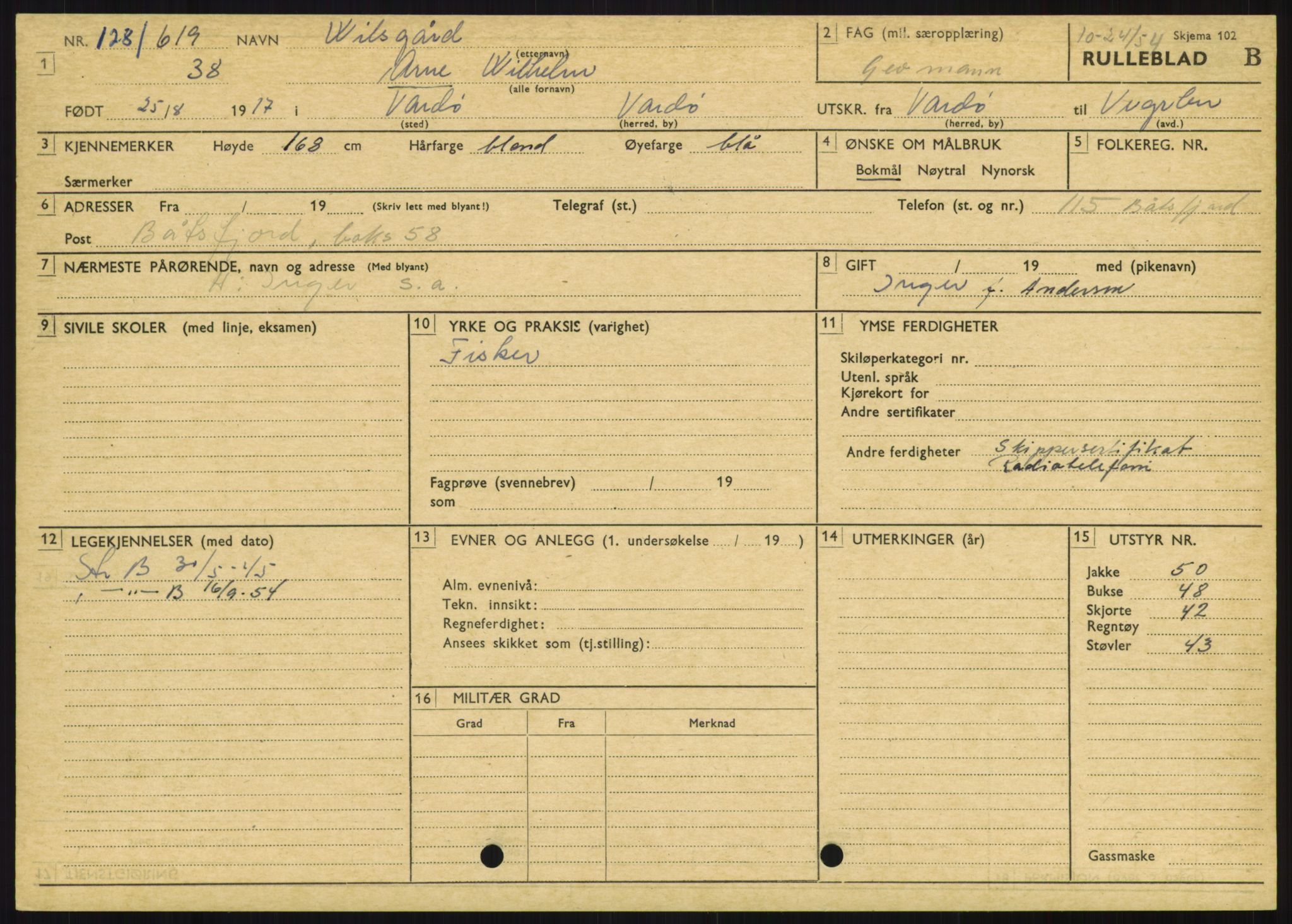 Forsvaret, Varanger bataljon, AV/RA-RAFA-2258/1/D/L0446: Rulleblad for menige født 1917-1919, 1917-1919, p. 290