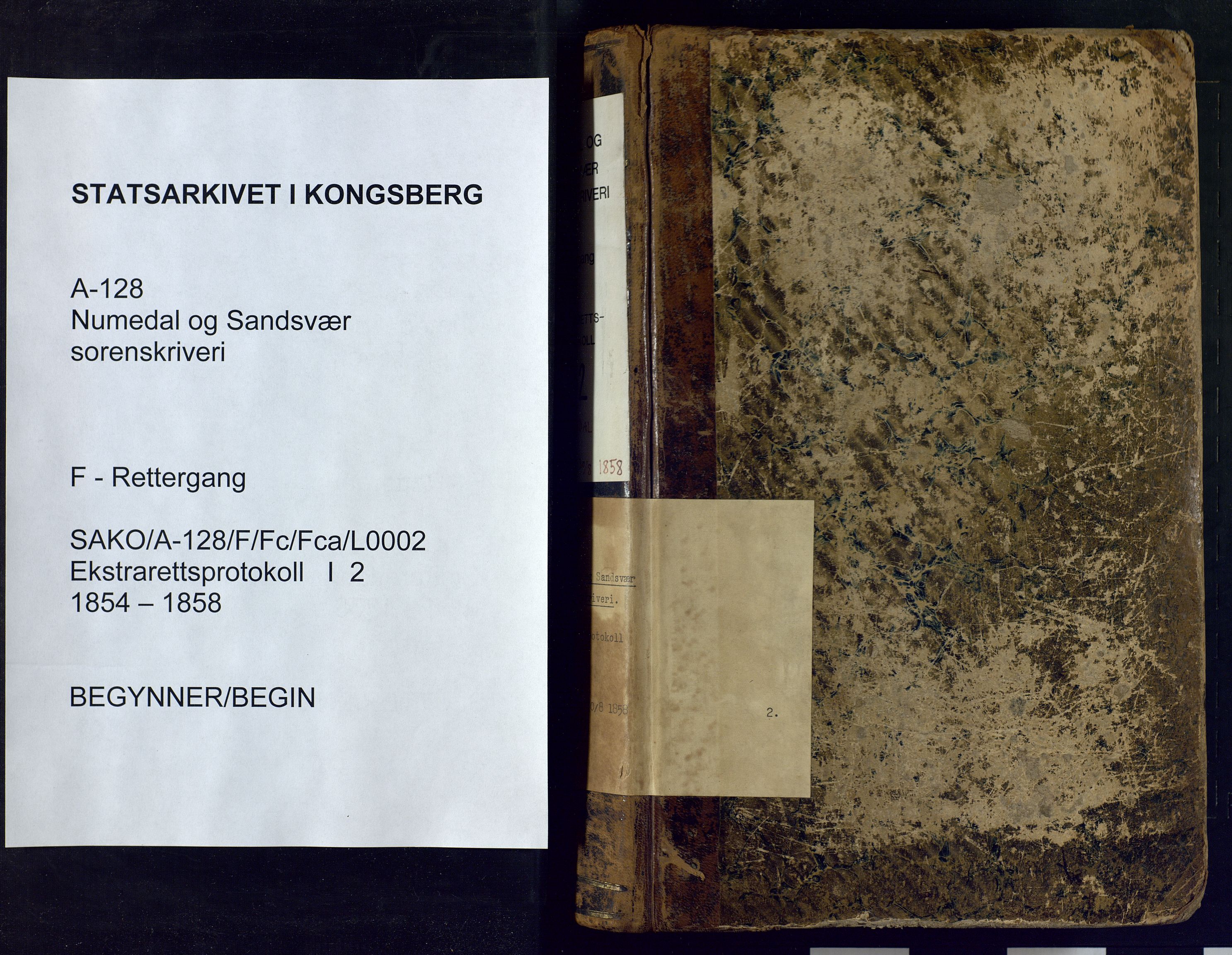 Numedal og Sandsvær sorenskriveri, SAKO/A-128/F/Fc/Fca/L0002: Ekstrarettsprotokoll, 1854-1858