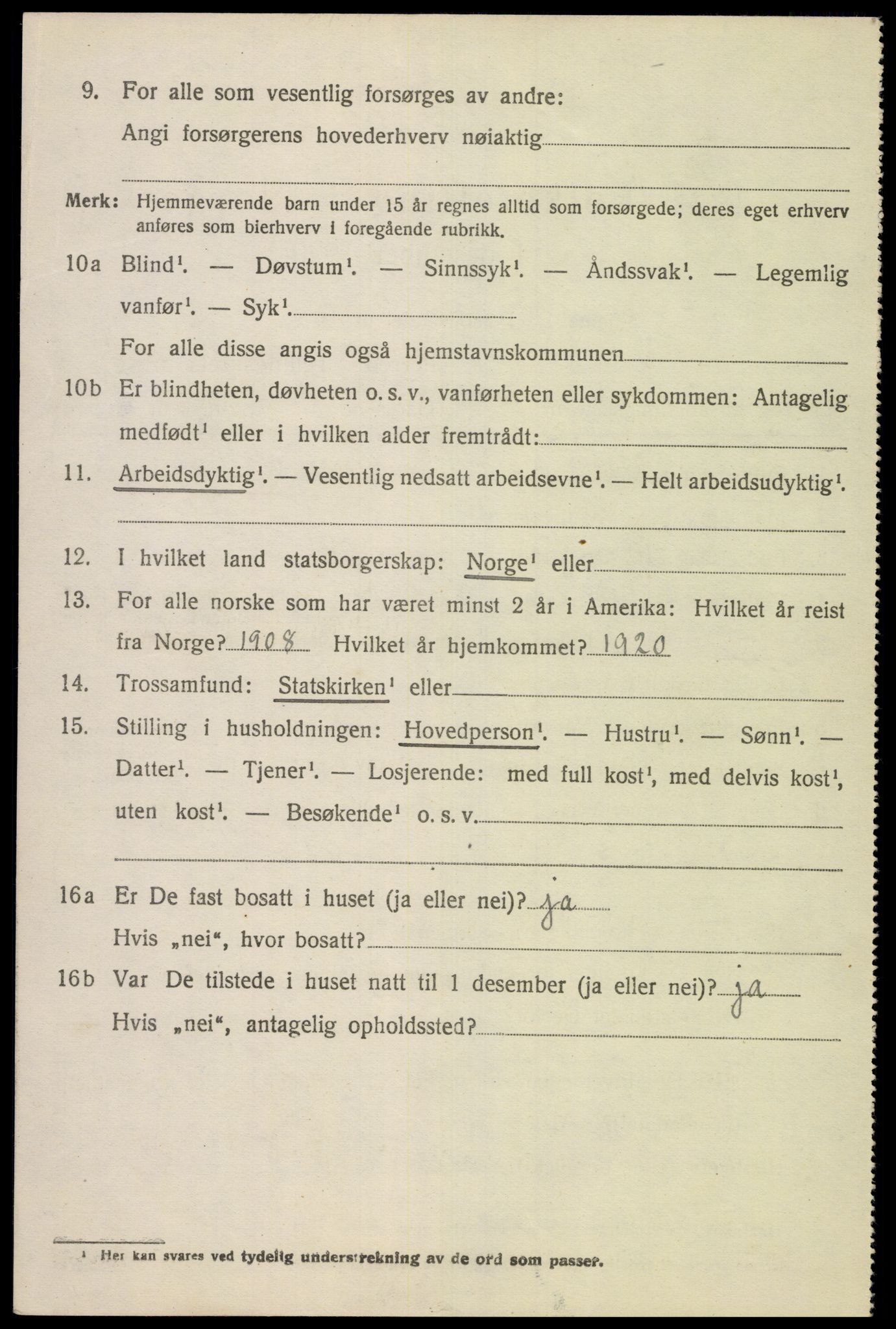 SAK, 1920 census for Nes (V-A), 1920, p. 3319