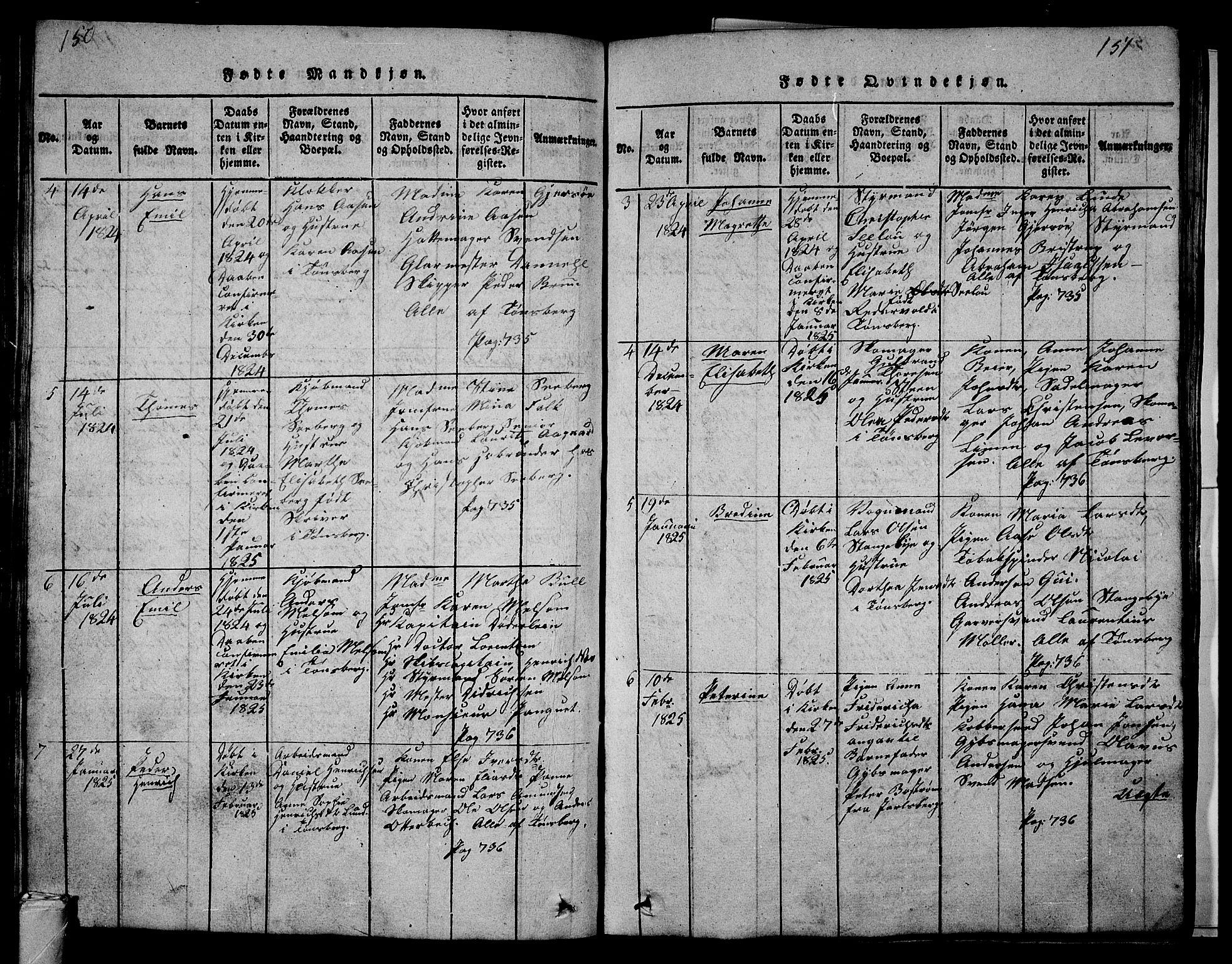 Tønsberg kirkebøker, SAKO/A-330/G/Ga/L0001: Parish register (copy) no. 1, 1813-1826, p. 150-151