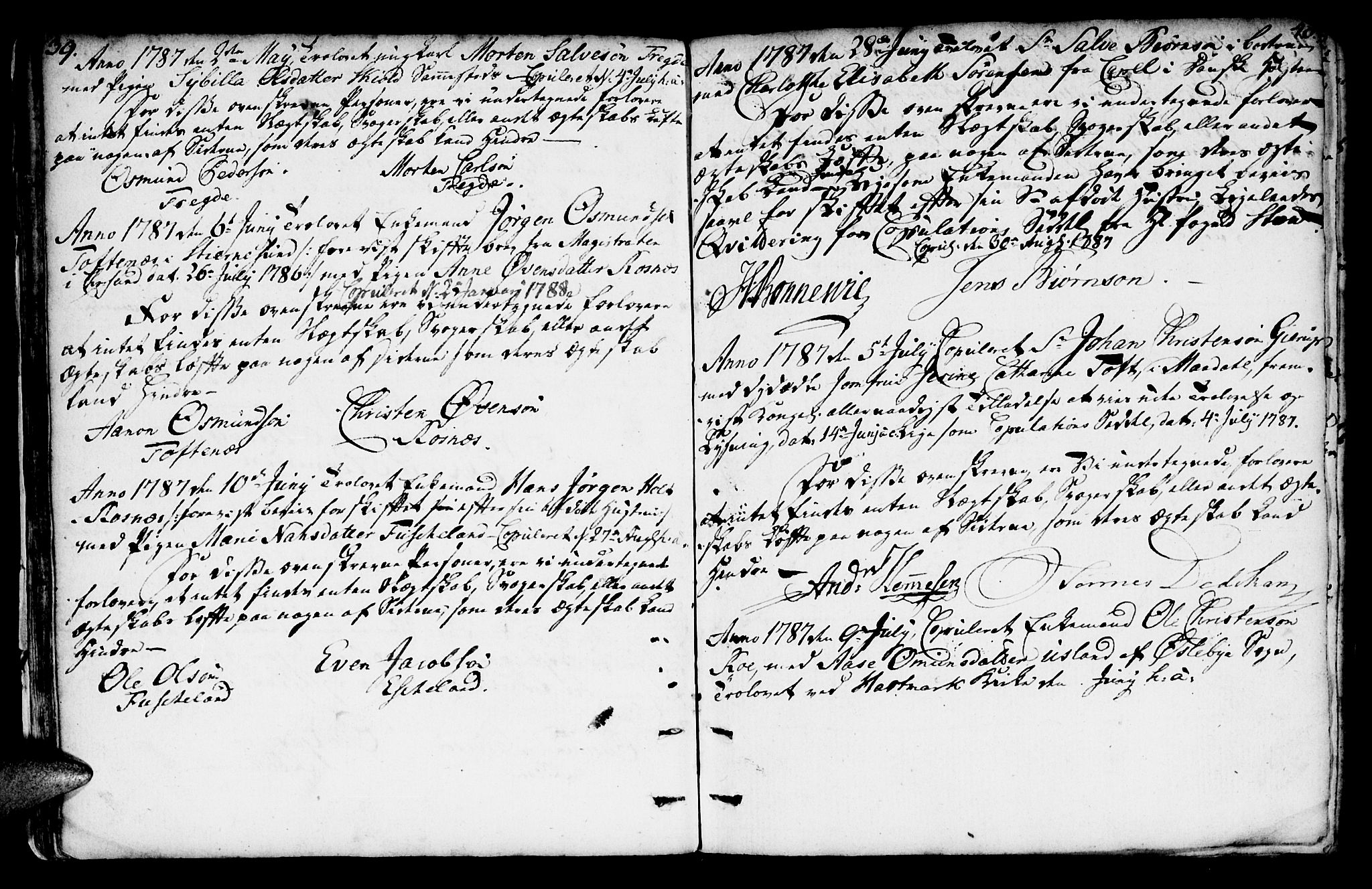 Mandal sokneprestkontor, AV/SAK-1111-0030/F/Fa/Faa/L0007: Parish register (official) no. A 7, 1783-1818, p. 39-40