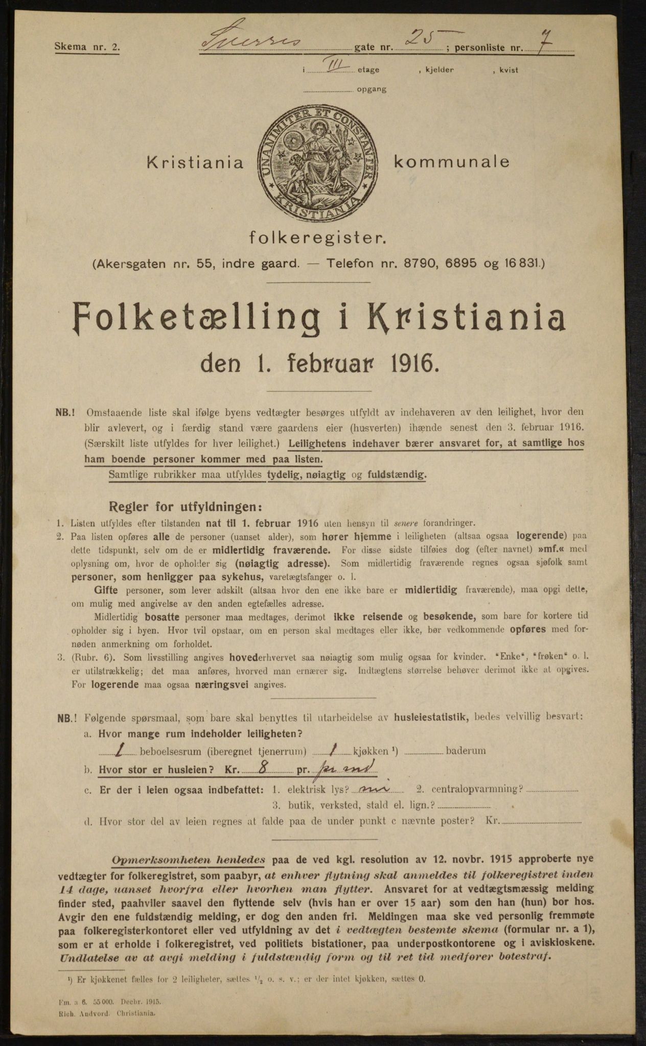 OBA, Municipal Census 1916 for Kristiania, 1916, p. 109060