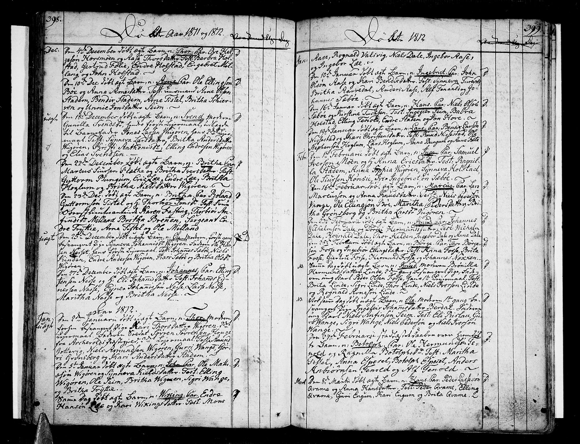 Vik sokneprestembete, SAB/A-81501: Parish register (official) no. A 5, 1787-1820, p. 398-399