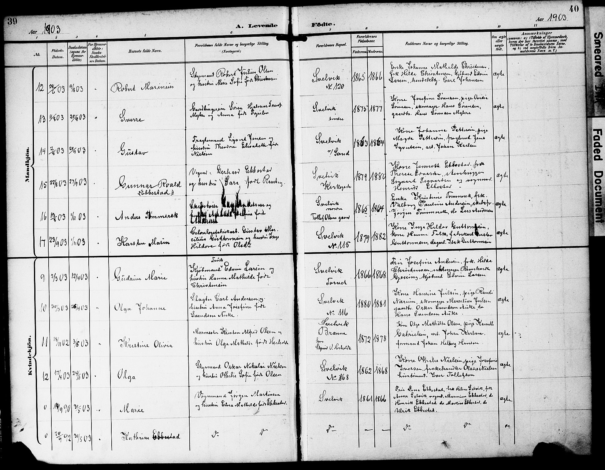 Strømm kirkebøker, AV/SAKO-A-322/G/Gb/L0002: Parish register (copy) no. II 2, 1897-1928, p. 39-40