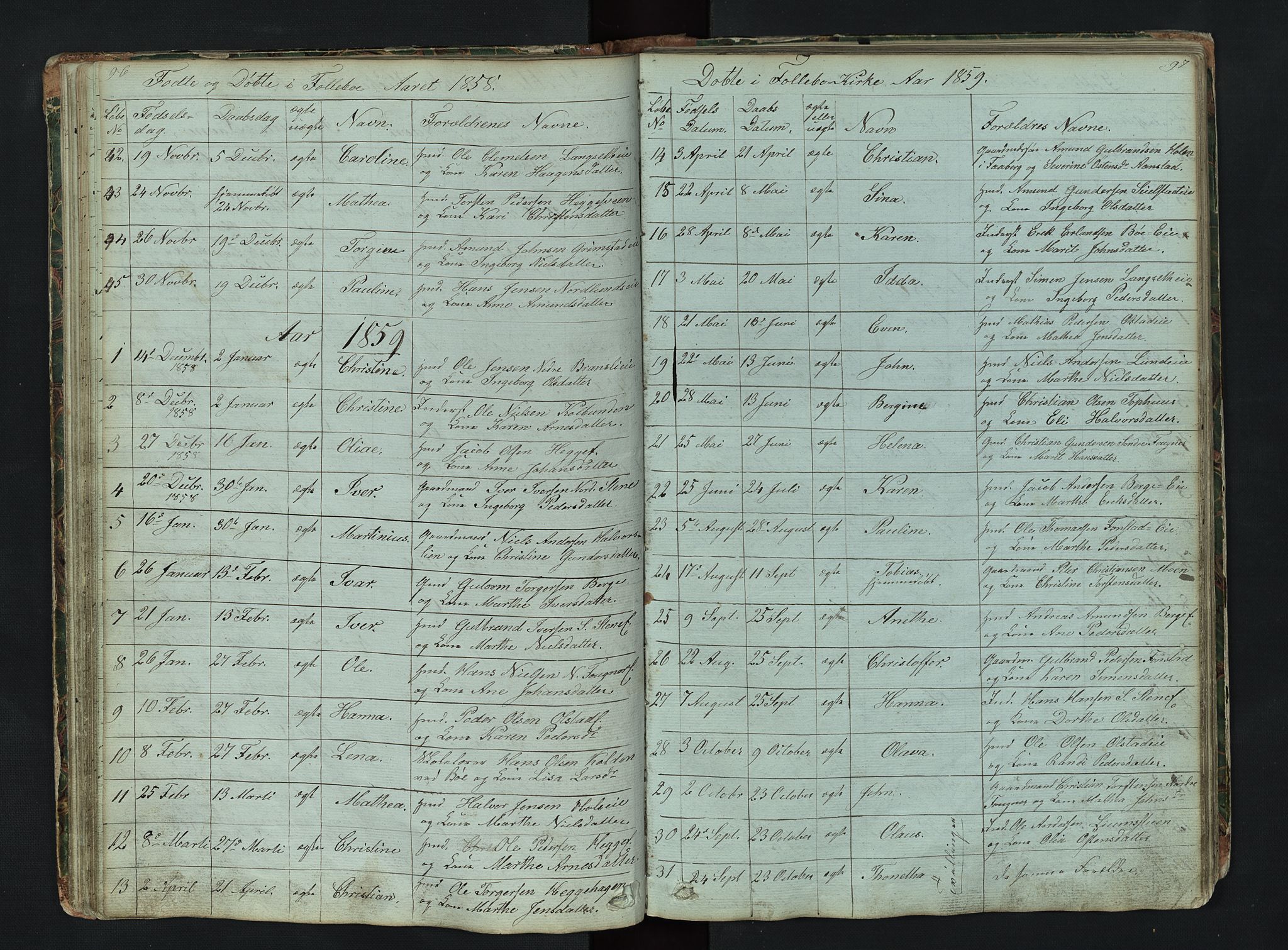 Gausdal prestekontor, SAH/PREST-090/H/Ha/Hab/L0006: Parish register (copy) no. 6, 1846-1893, p. 96-97