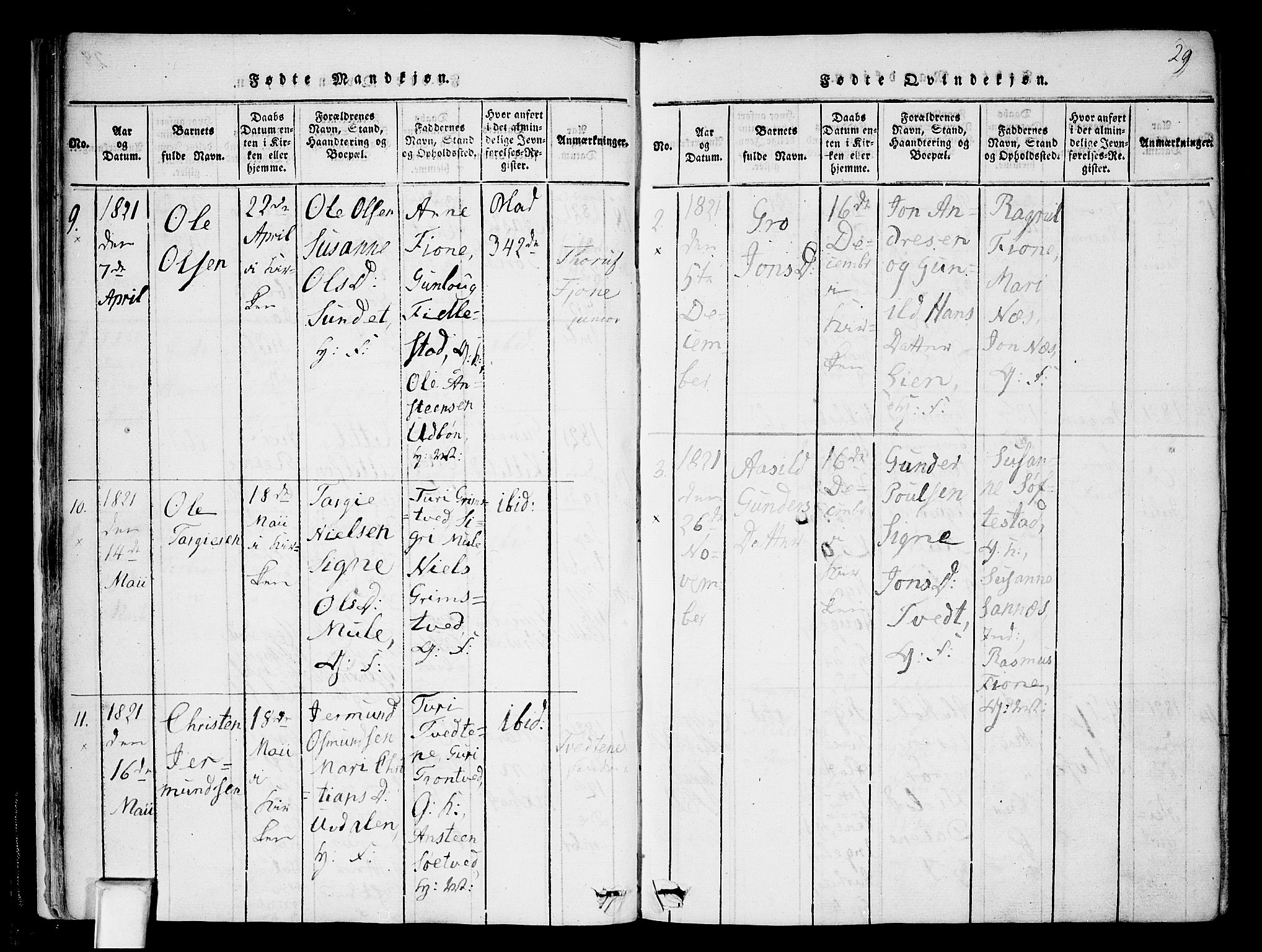 Nissedal kirkebøker, AV/SAKO-A-288/F/Fa/L0002: Parish register (official) no. I 2, 1814-1845, p. 29