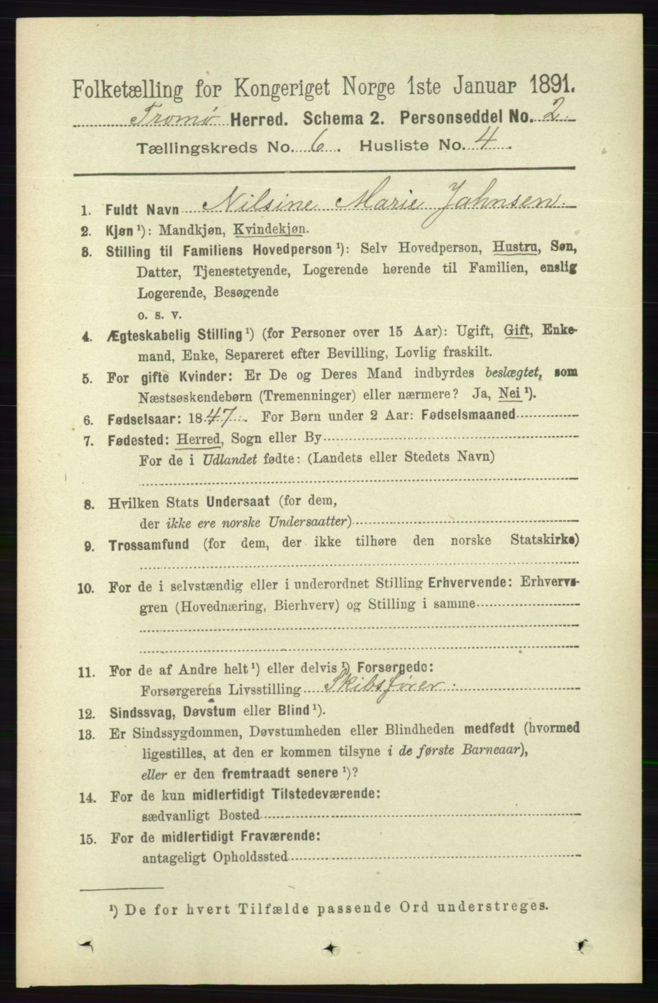 RA, 1891 census for 0921 Tromøy, 1891, p. 2877