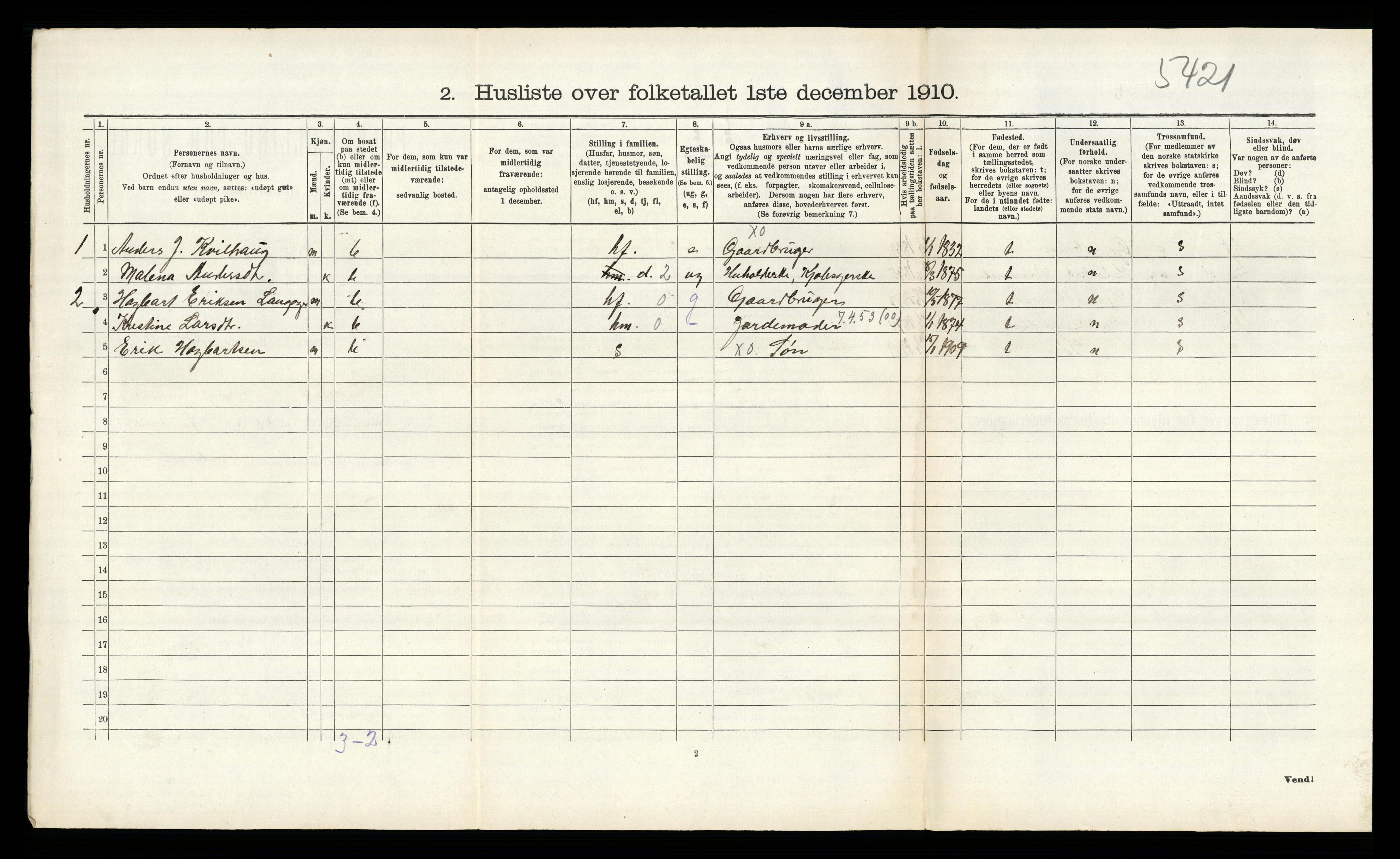 RA, 1910 census for Skudenes, 1910, p. 378