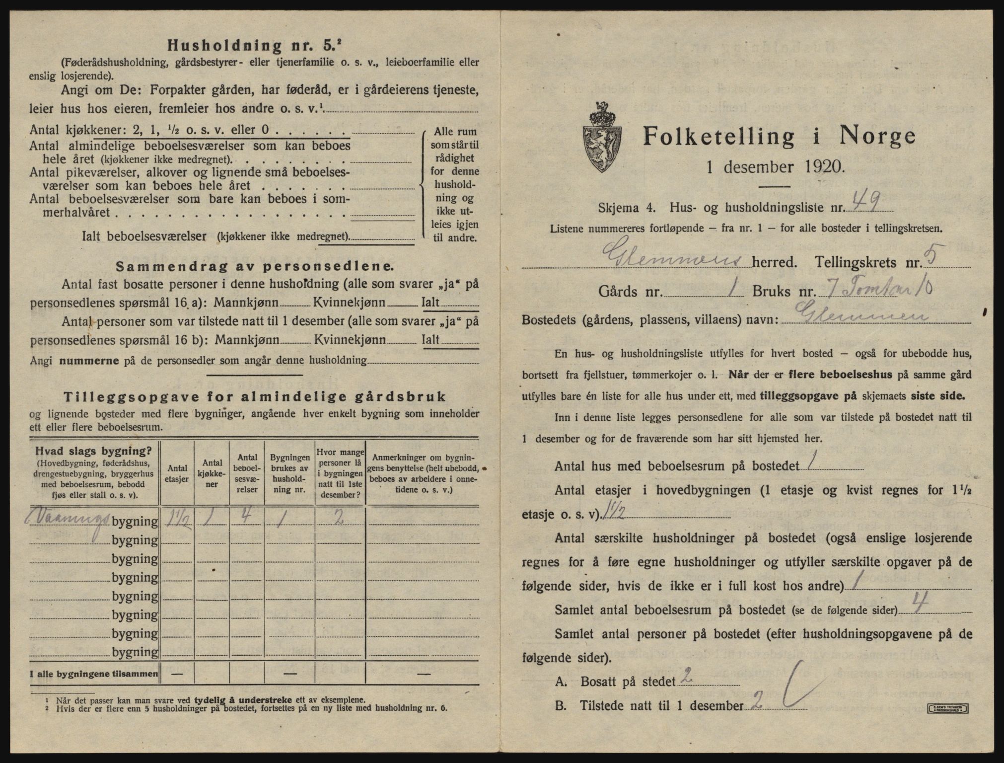 SAO, 1920 census for Glemmen, 1920, p. 1753