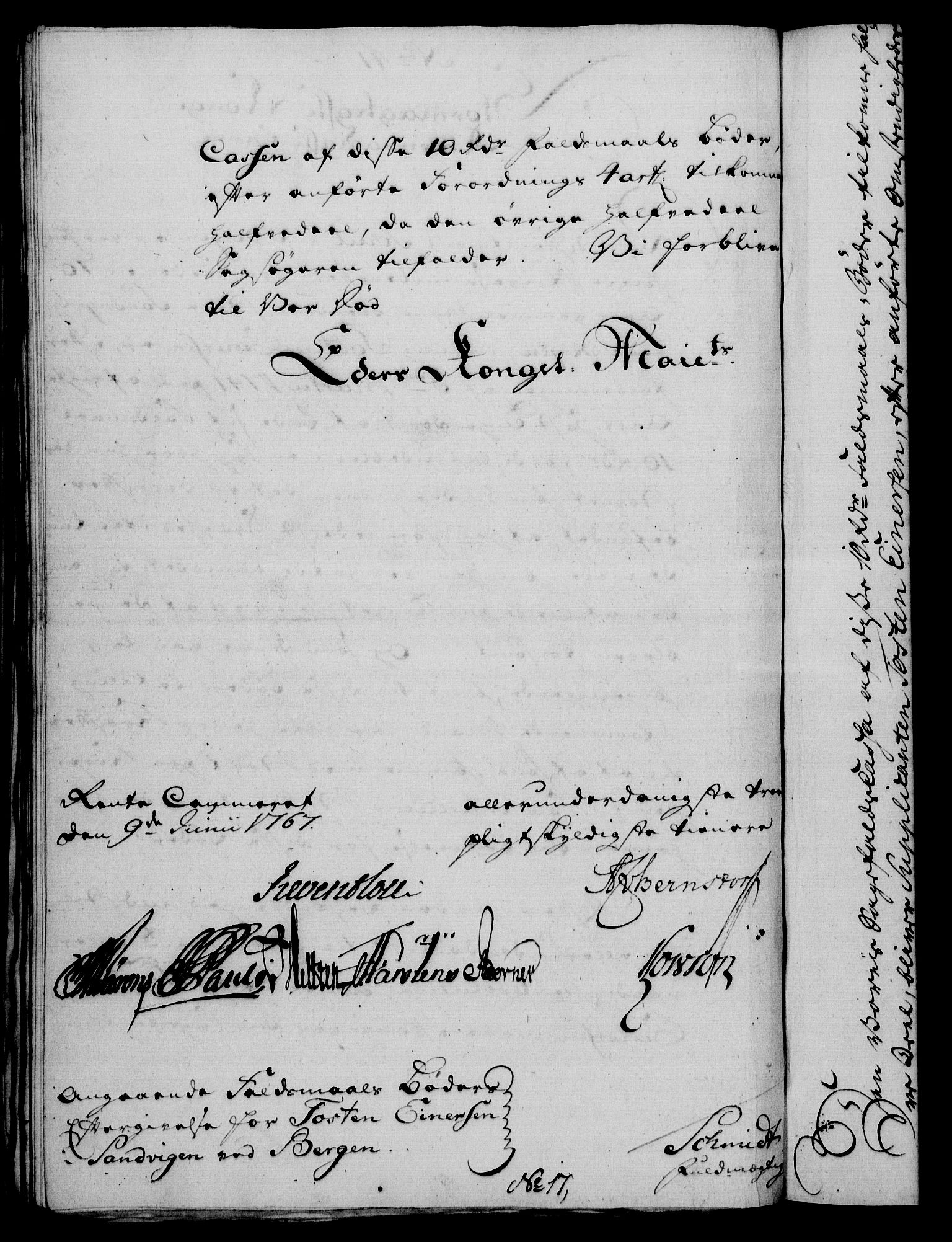 Rentekammeret, Kammerkanselliet, RA/EA-3111/G/Gf/Gfa/L0049: Norsk relasjons- og resolusjonsprotokoll (merket RK 52.49), 1767, p. 174