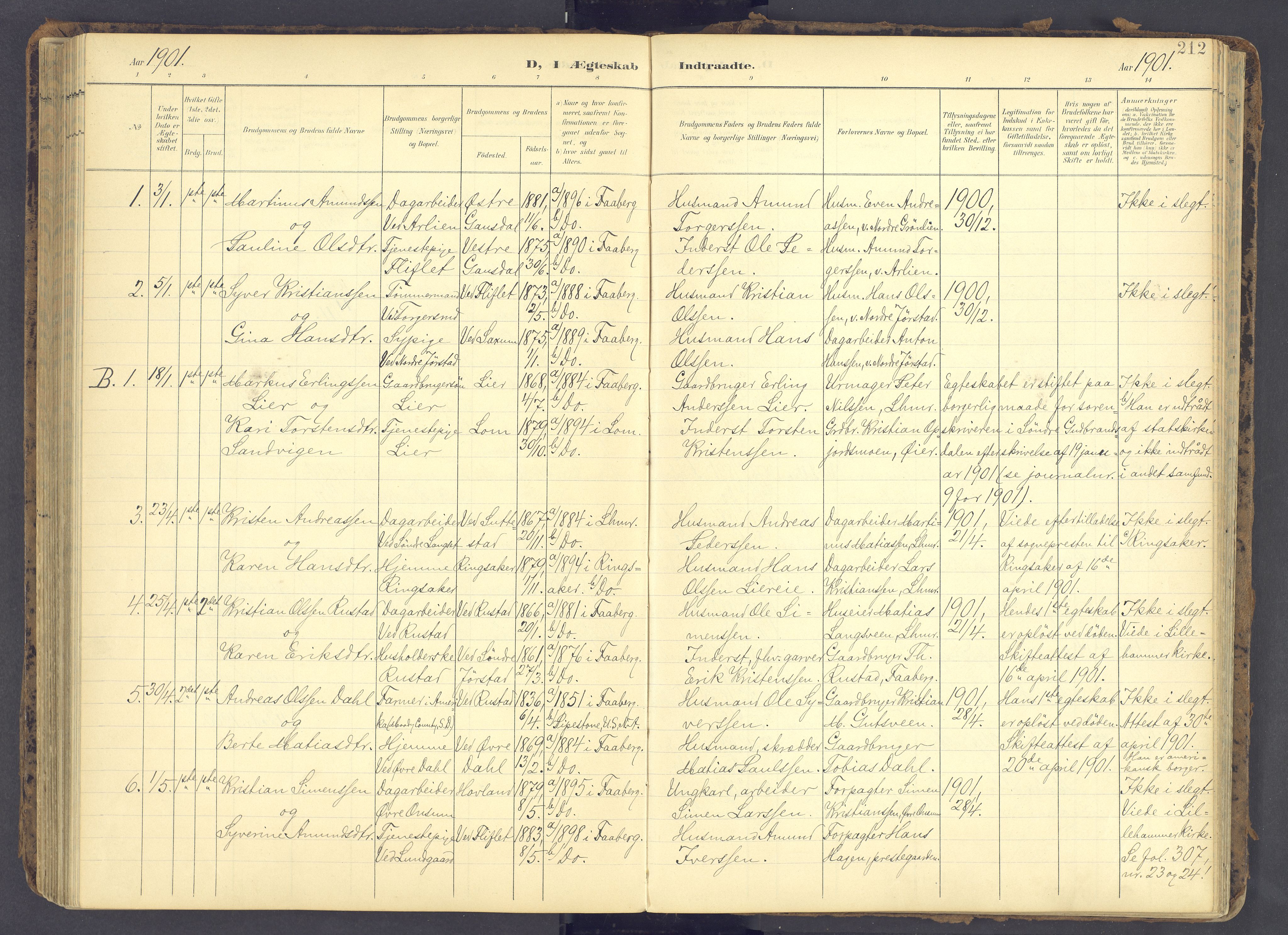 Fåberg prestekontor, AV/SAH-PREST-086/H/Ha/Haa/L0012: Parish register (official) no. 12, 1899-1915, p. 212