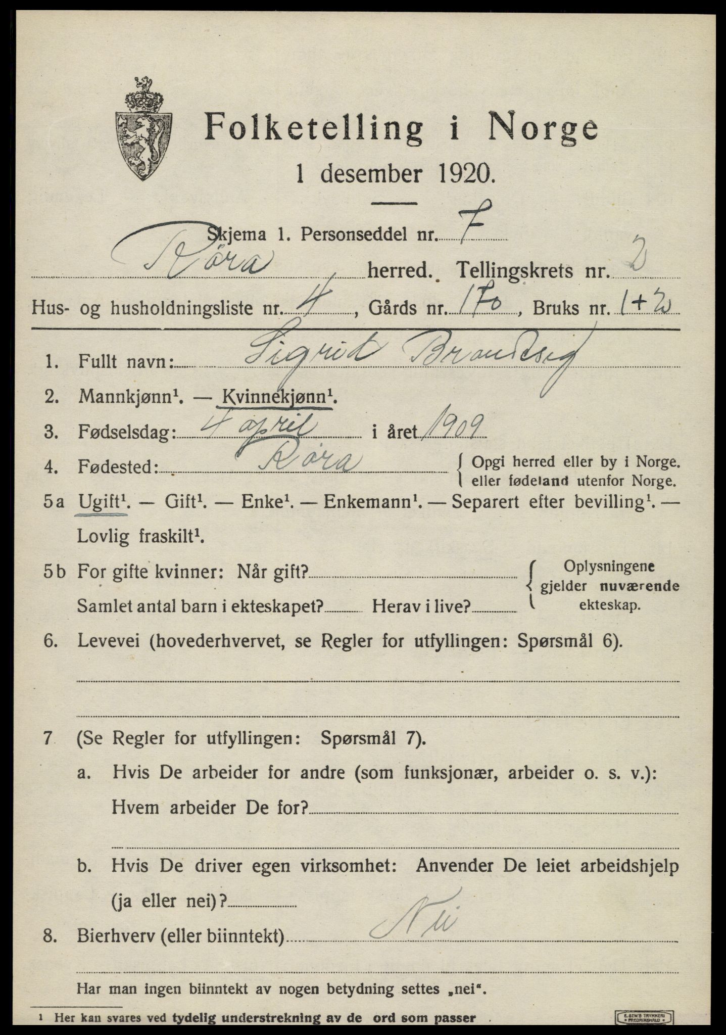 SAT, 1920 census for Røra, 1920, p. 1551