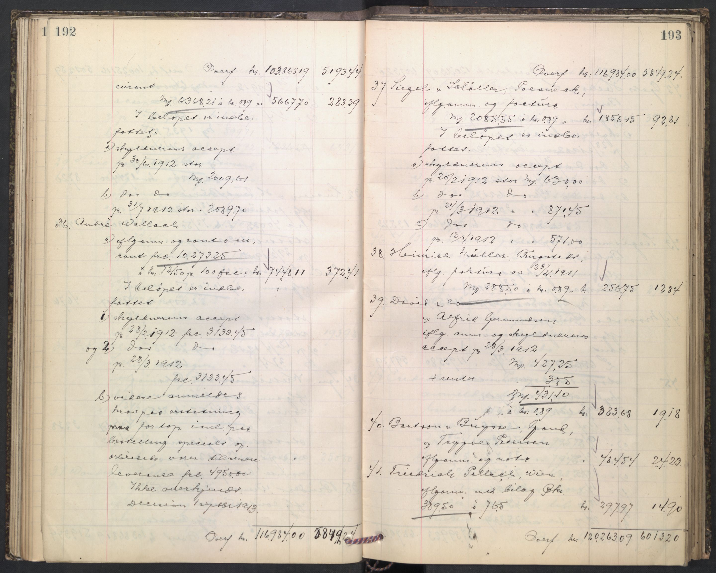 Oslo skifterett, AV/SAO-A-10383/H/Hd/Hdd/L0005: Skifteutlodningsprotokoll for konkursbo, 1913-1915, p. 192-193