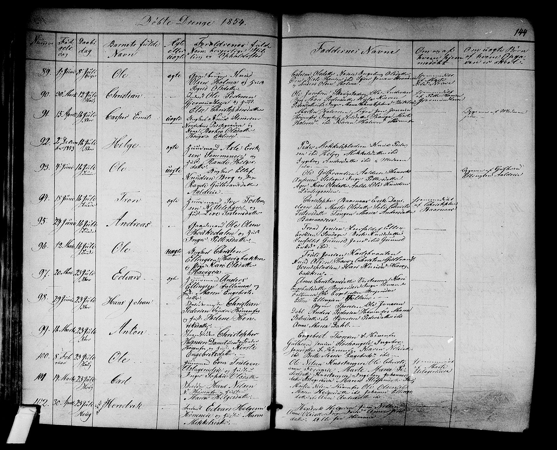 Norderhov kirkebøker, AV/SAKO-A-237/F/Fa/L0011: Parish register (official) no. 11, 1847-1856, p. 144