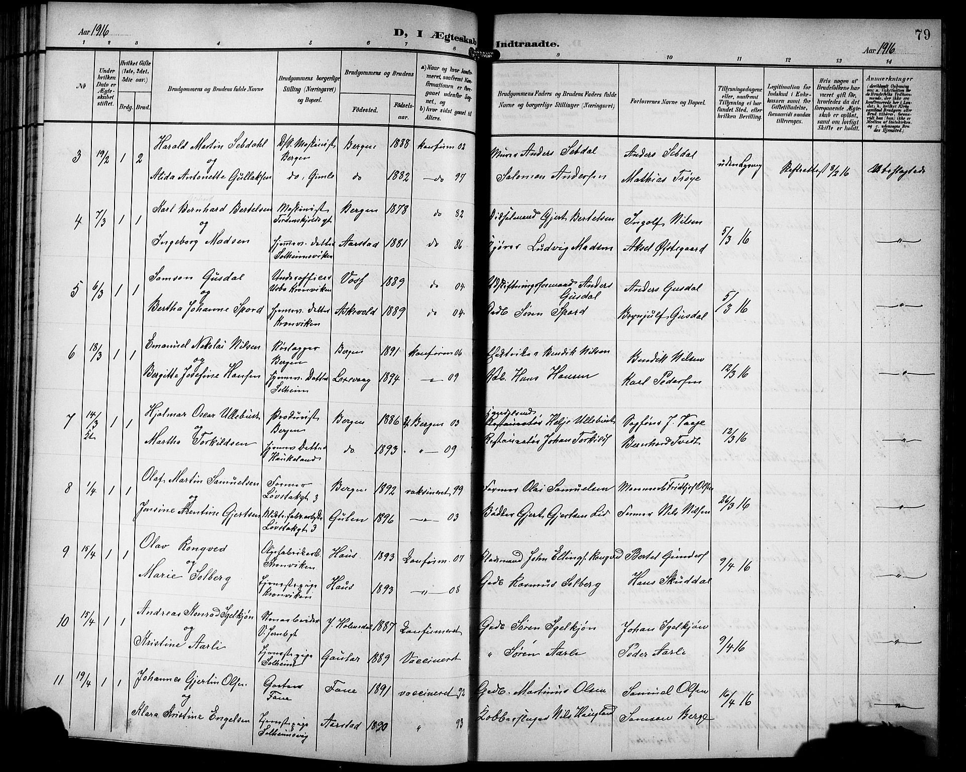 Årstad Sokneprestembete, AV/SAB-A-79301/H/Hab/L0018: Parish register (copy) no. C 1, 1902-1919, p. 79