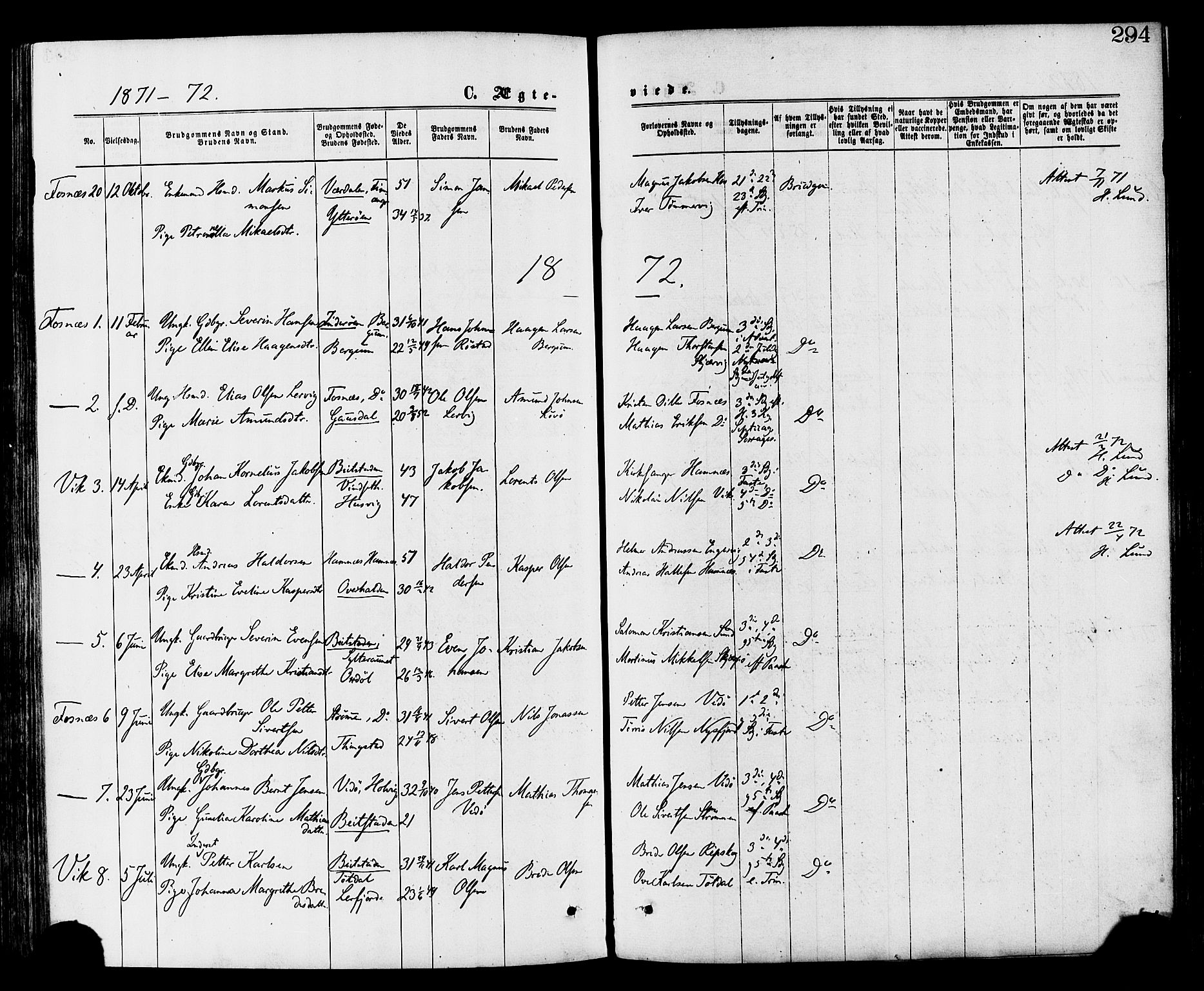 Ministerialprotokoller, klokkerbøker og fødselsregistre - Nord-Trøndelag, AV/SAT-A-1458/773/L0616: Parish register (official) no. 773A07, 1870-1887, p. 294