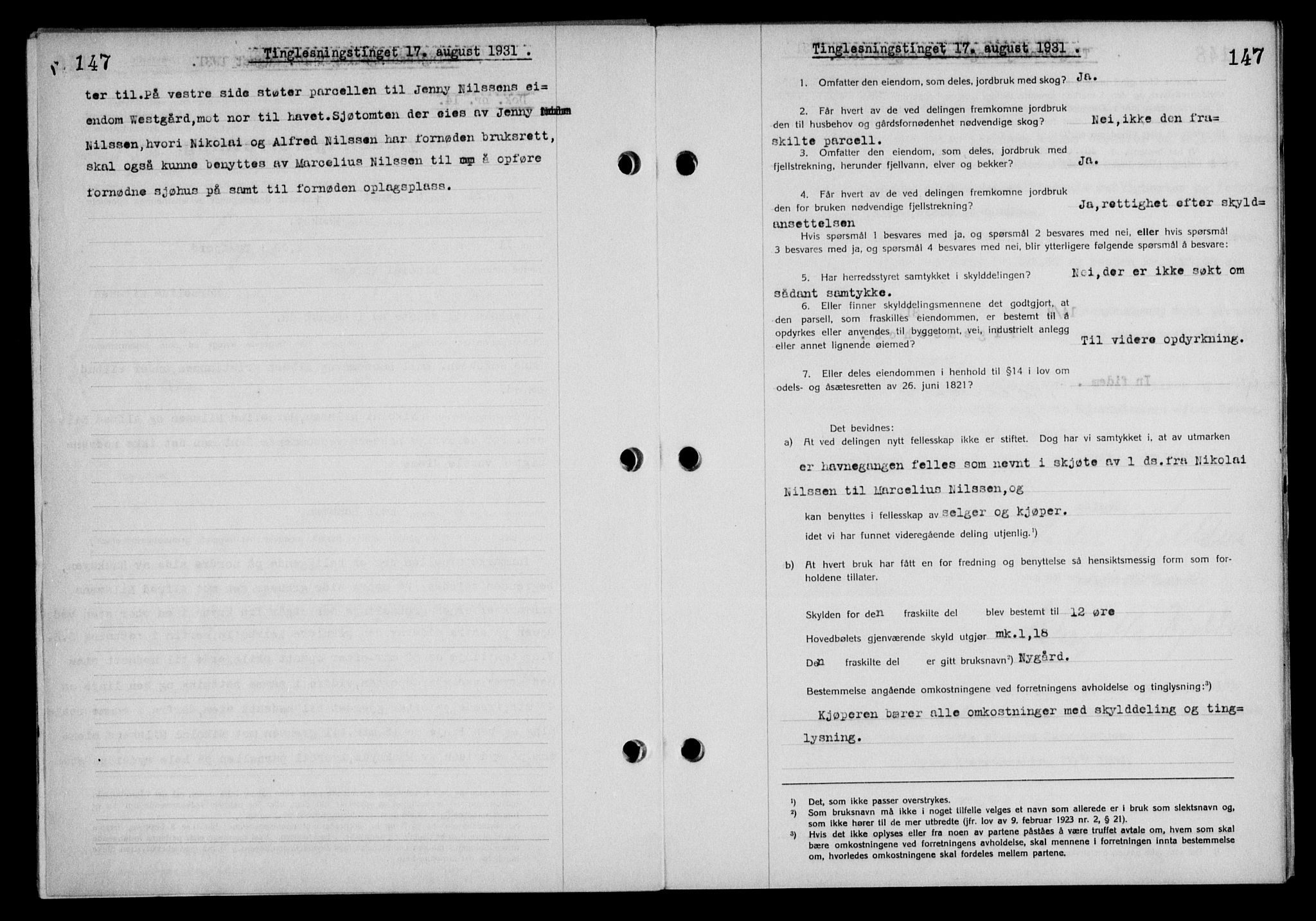 Steigen og Ofoten sorenskriveri, SAT/A-0030/1/2/2C/L0019: Mortgage book no. 22, 1931-1931, Deed date: 17.08.1931