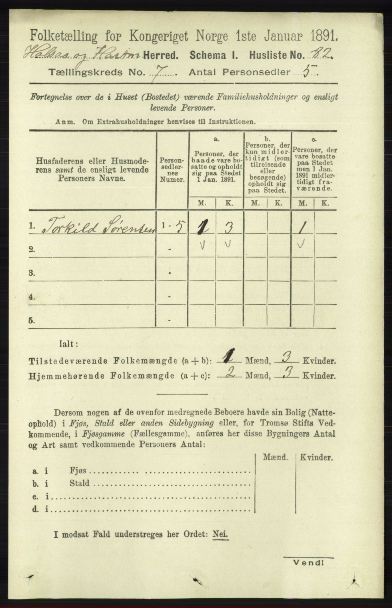 RA, 1891 census for 1019 Halse og Harkmark, 1891, p. 2738