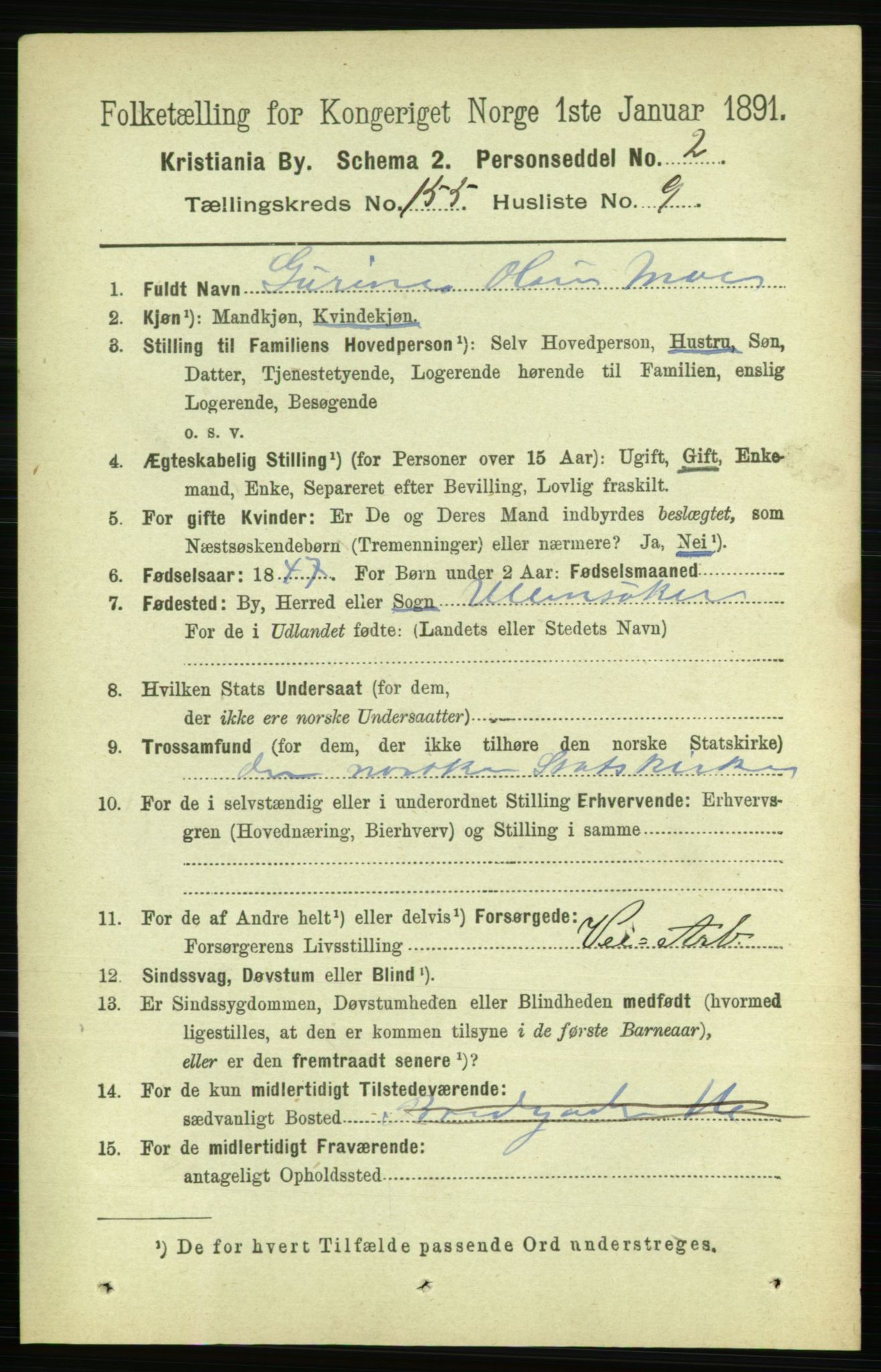 RA, 1891 census for 0301 Kristiania, 1891, p. 88308