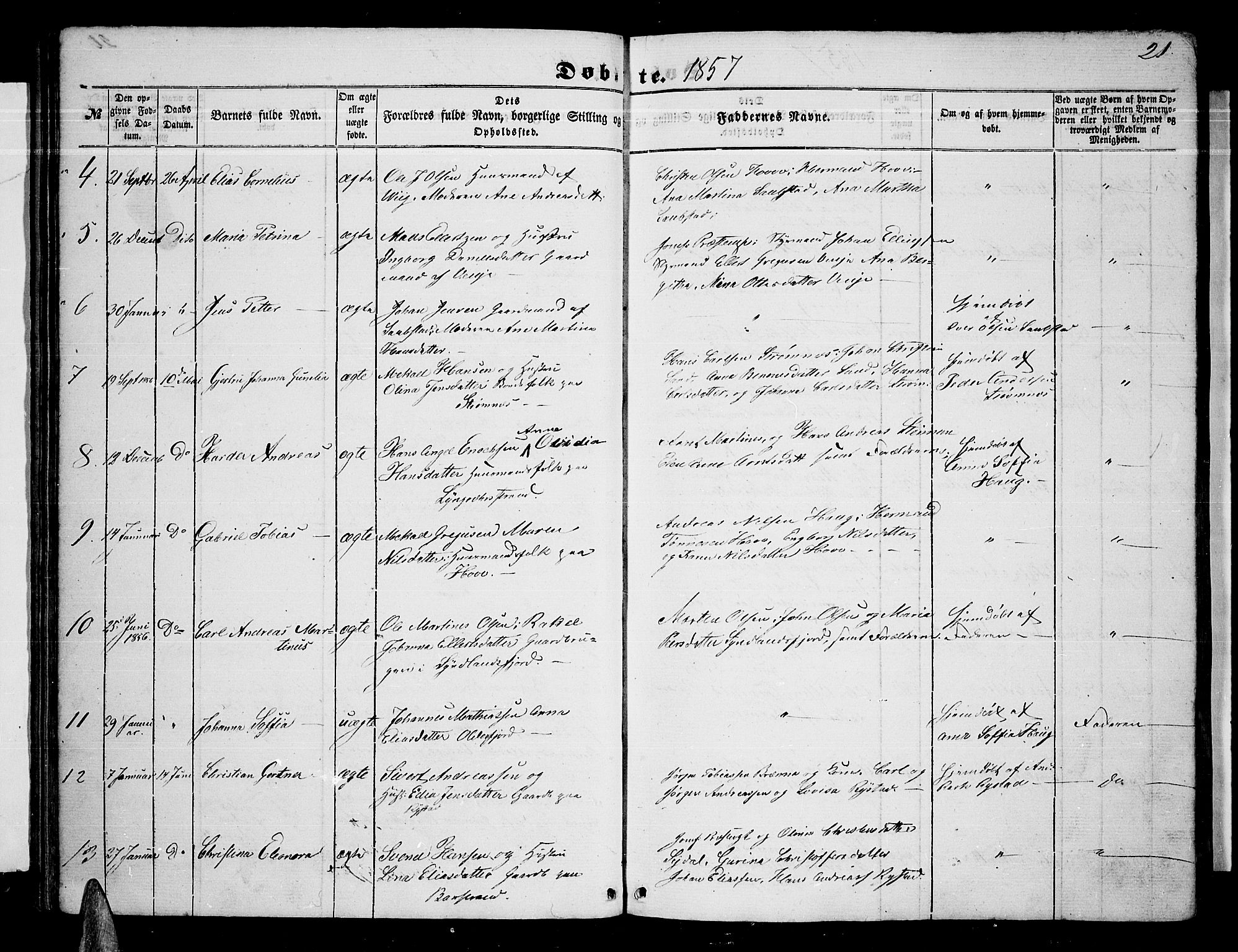 Ministerialprotokoller, klokkerbøker og fødselsregistre - Nordland, AV/SAT-A-1459/876/L1102: Parish register (copy) no. 876C01, 1852-1886, p. 21