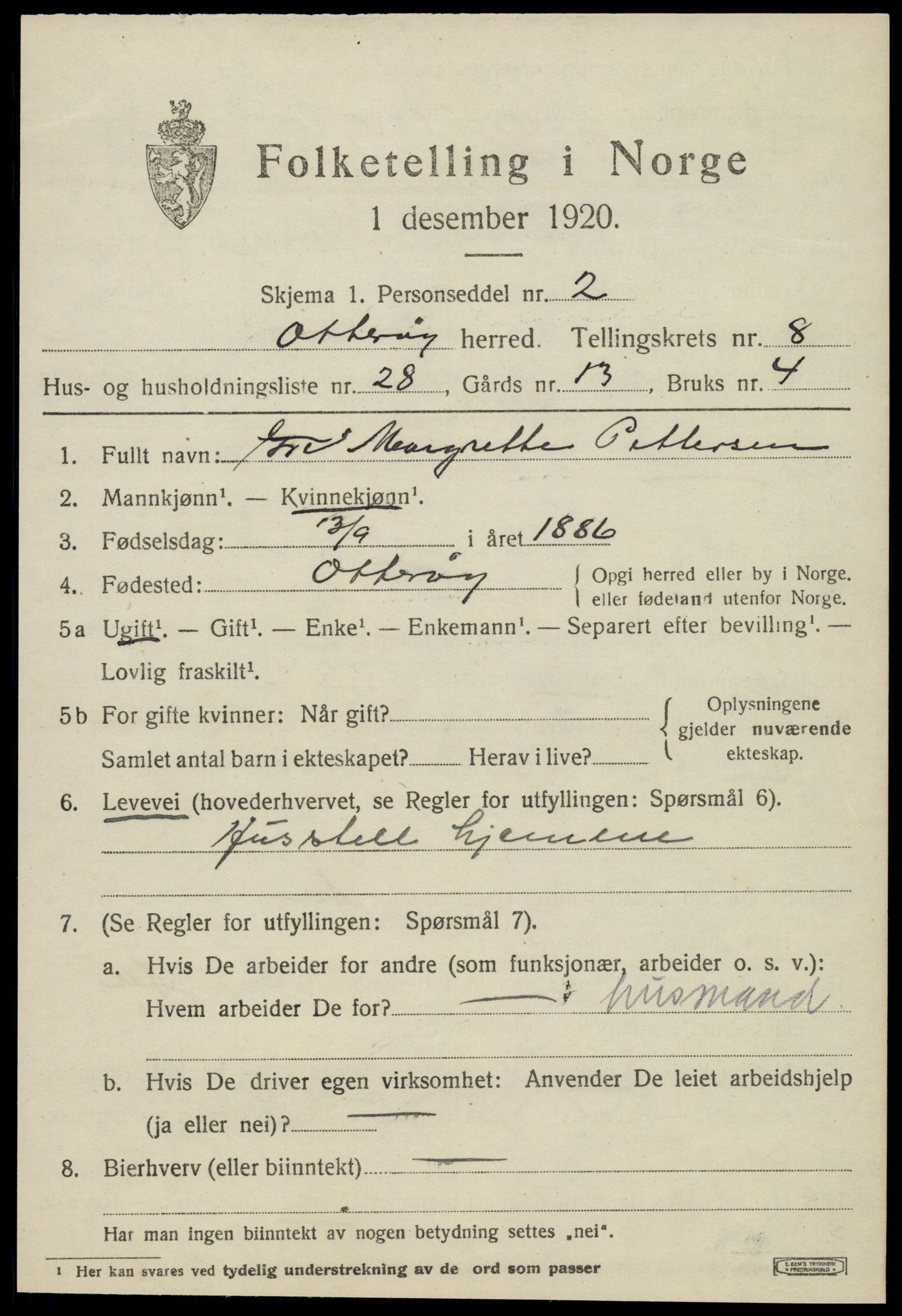 SAT, 1920 census for Otterøy, 1920, p. 3299