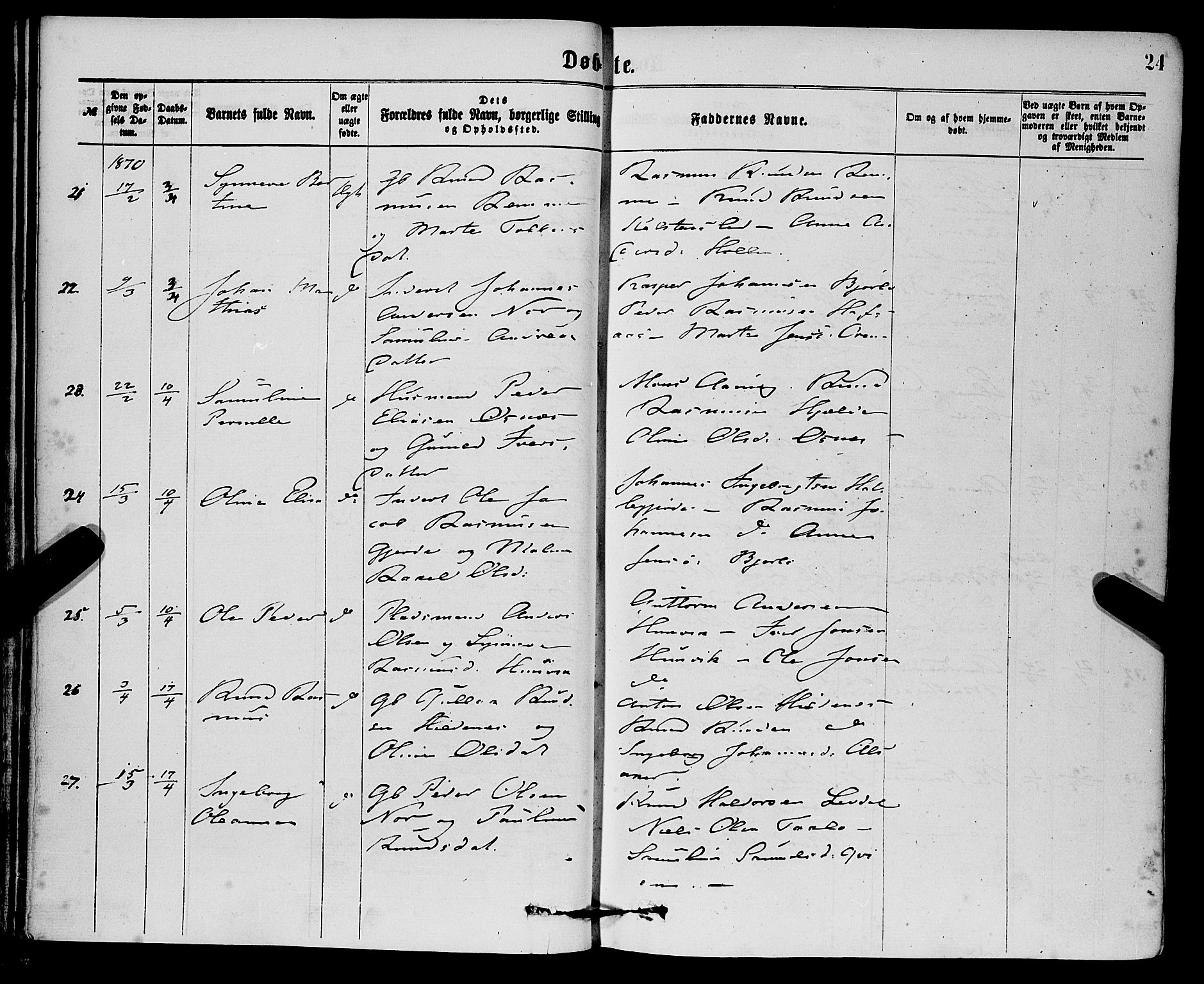 Eid sokneprestembete, AV/SAB-A-82301/H/Haa/Haaa/L0010: Parish register (official) no. A 10, 1867-1878, p. 24