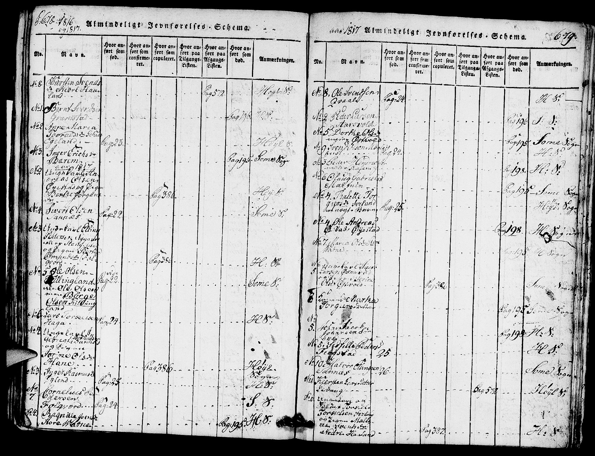 Høyland sokneprestkontor, SAST/A-101799/001/30BA/L0006: Parish register (official) no. A 6, 1815-1825, p. 678-679