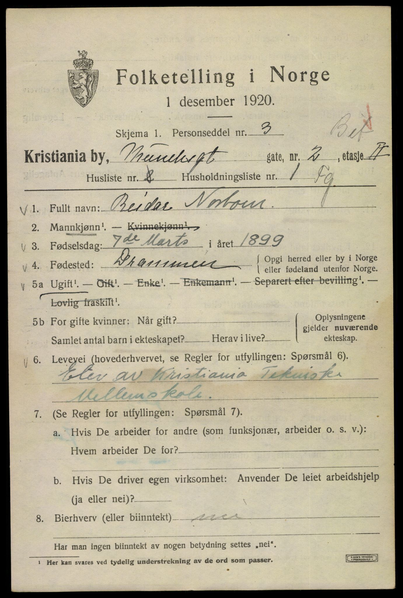 SAO, 1920 census for Kristiania, 1920, p. 400231