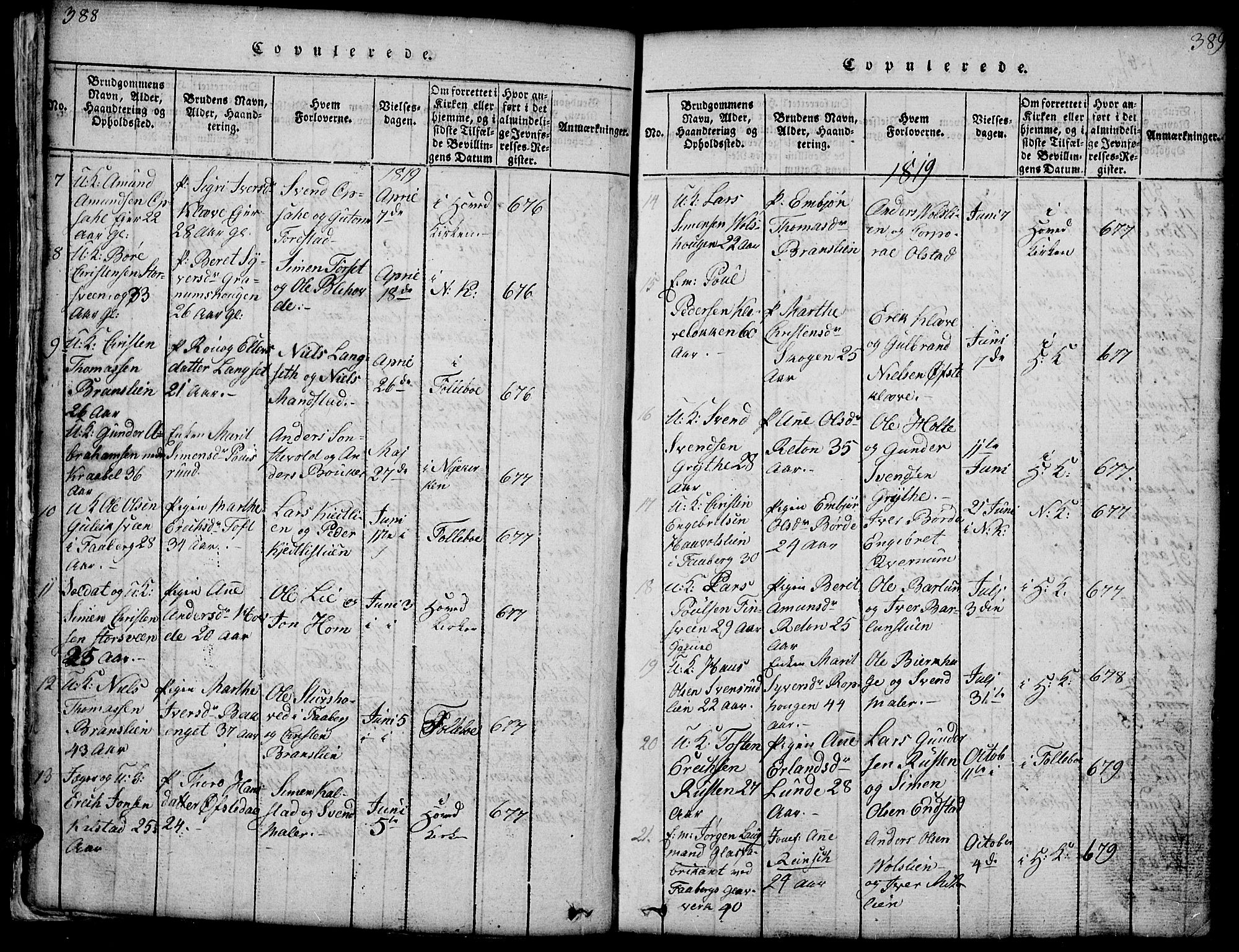 Gausdal prestekontor, SAH/PREST-090/H/Ha/Hab/L0001: Parish register (copy) no. 1, 1817-1848, p. 388-389