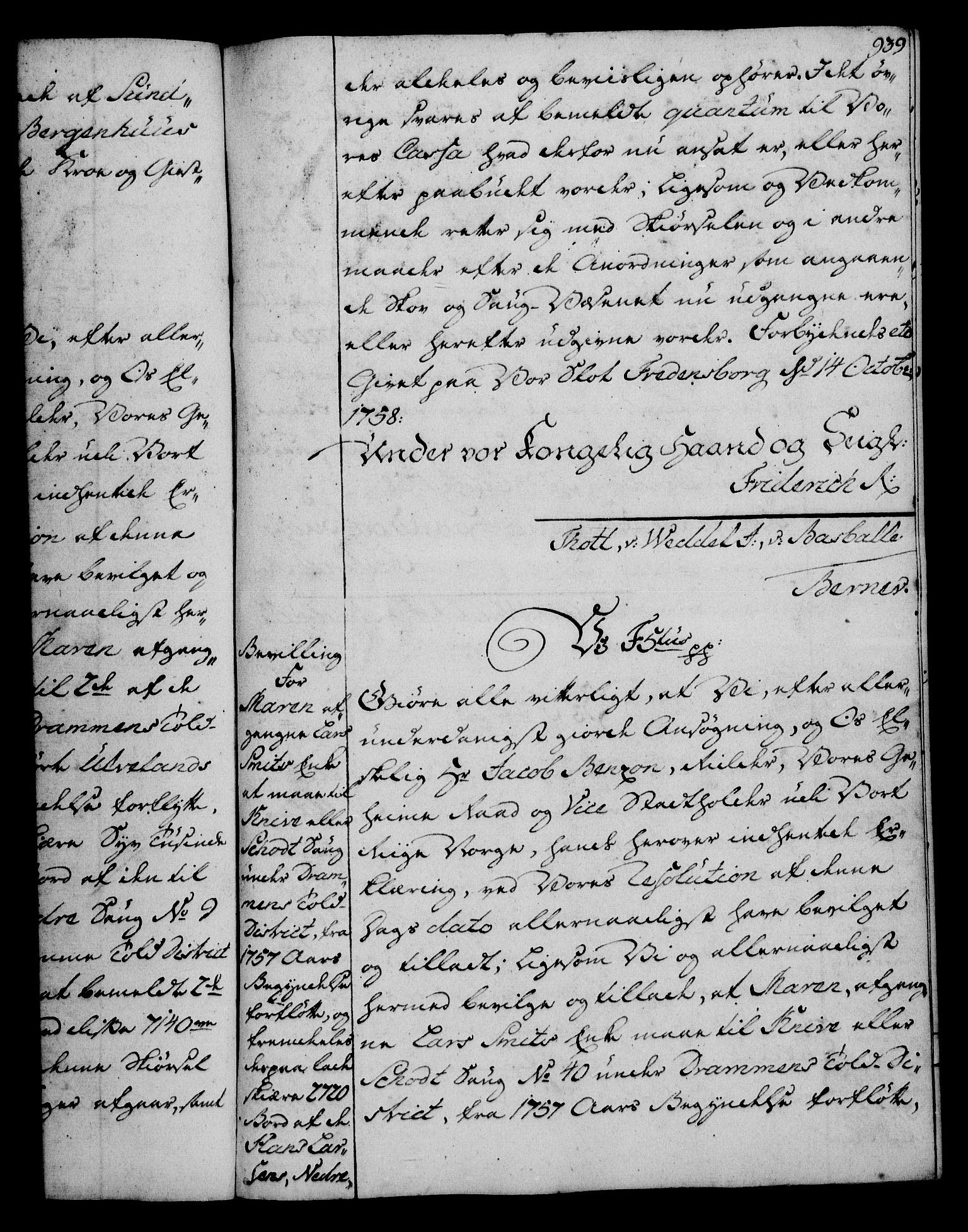 Rentekammeret, Kammerkanselliet, RA/EA-3111/G/Gg/Gga/L0006: Norsk ekspedisjonsprotokoll med register (merket RK 53.6), 1749-1759, p. 939