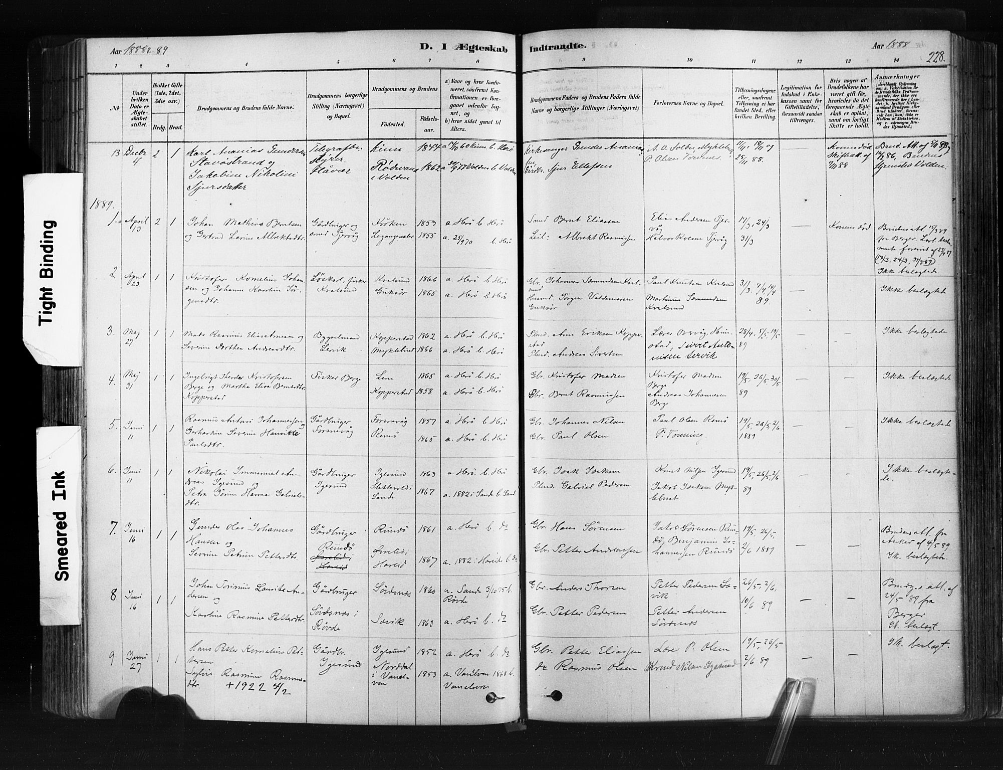 Ministerialprotokoller, klokkerbøker og fødselsregistre - Møre og Romsdal, SAT/A-1454/507/L0073: Parish register (official) no. 507A08, 1878-1904, p. 228