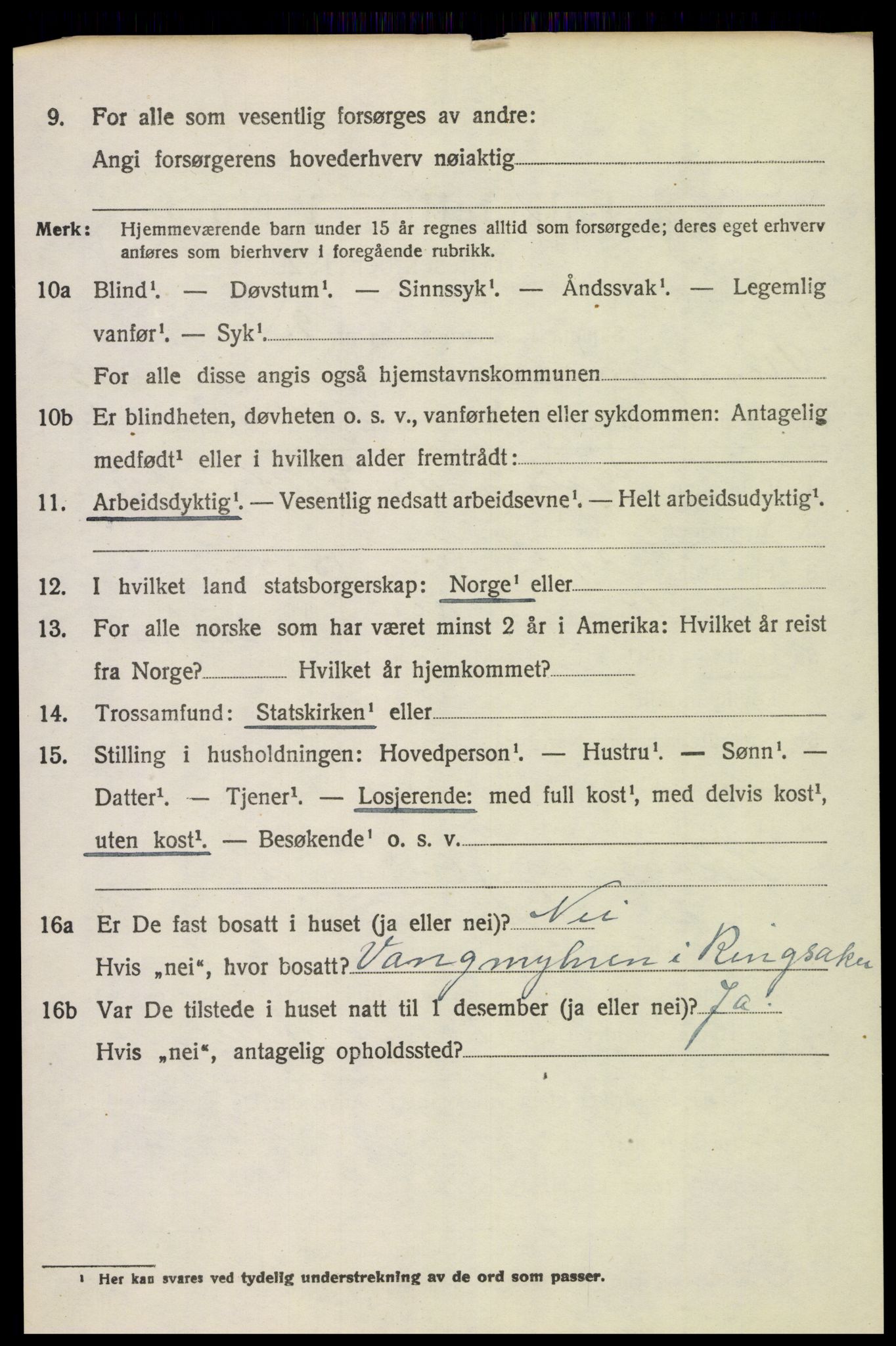 SAH, 1920 census for Ringsaker, 1920, p. 22303