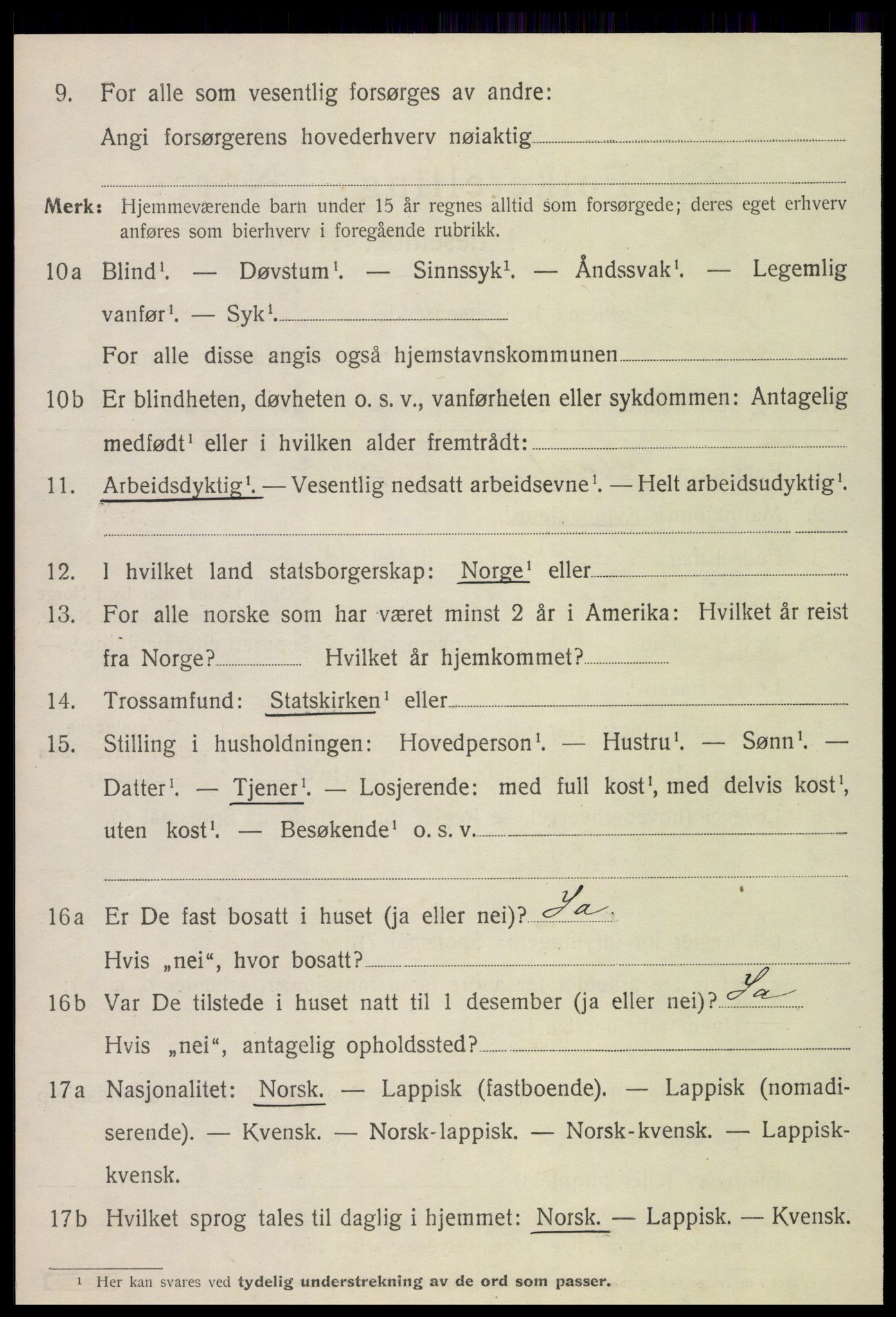 SAT, 1920 census for Høylandet, 1920, p. 1593