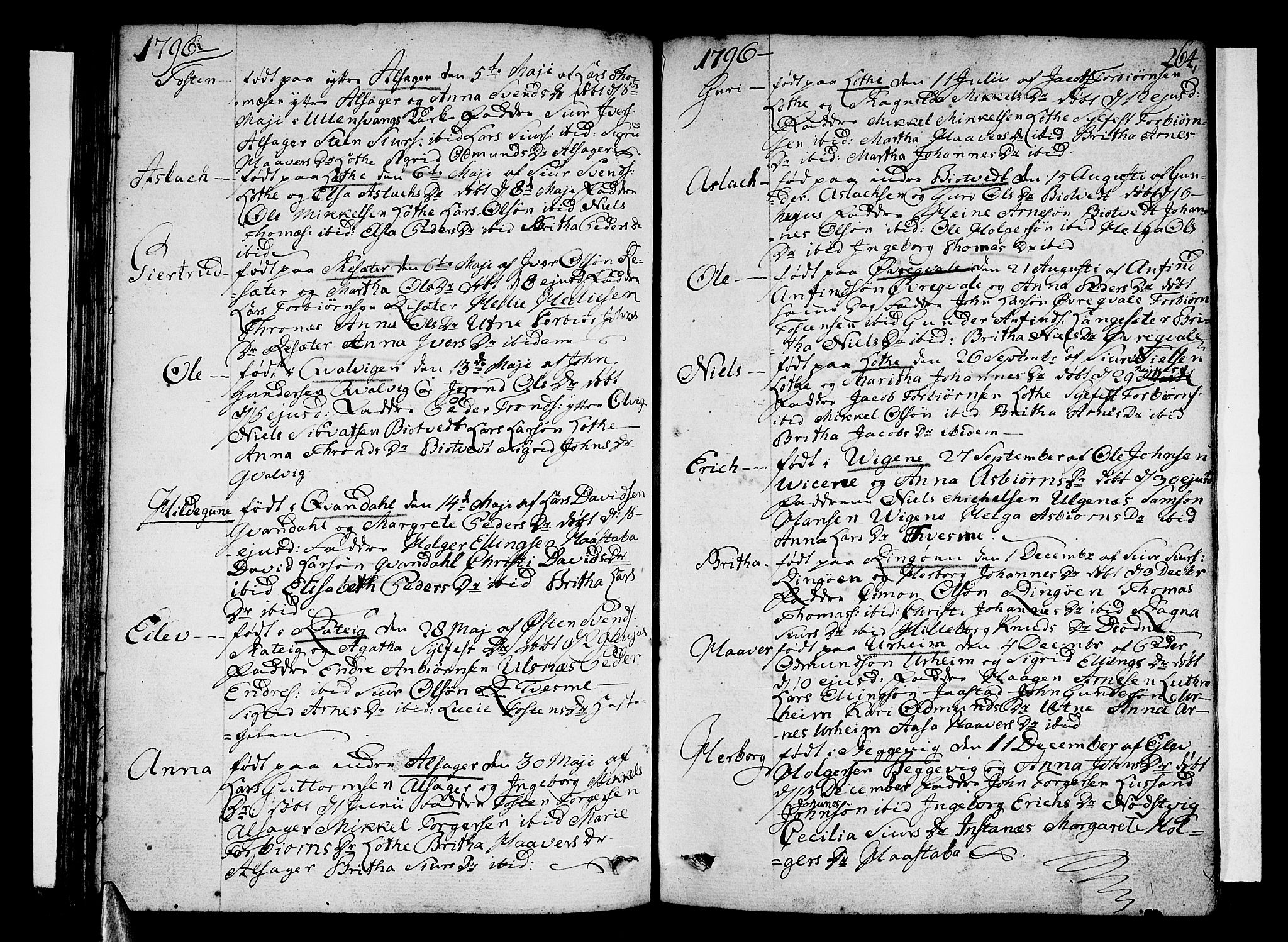 Ullensvang sokneprestembete, AV/SAB-A-78701/H/Haa: Parish register (official) no. A 7 /2, 1788-1804, p. 263-264