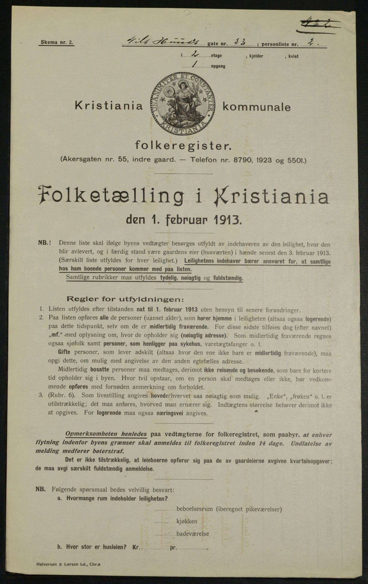 OBA, Municipal Census 1913 for Kristiania, 1913, p. 71128