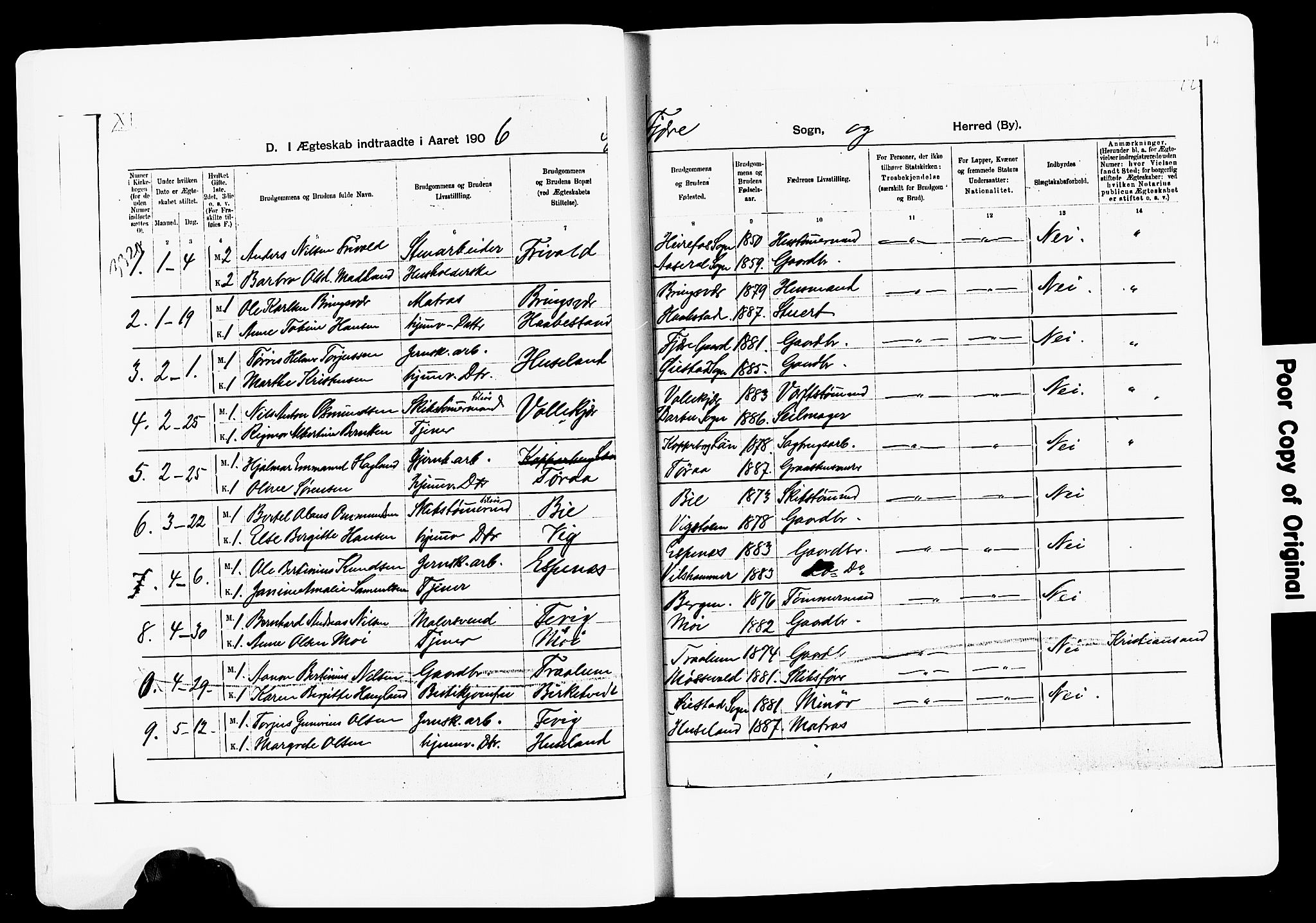 Fjære sokneprestkontor, SAK/1111-0011/F/Fa/L0003: Parish register (official) no. A 3.1, 1903-1920, p. 14