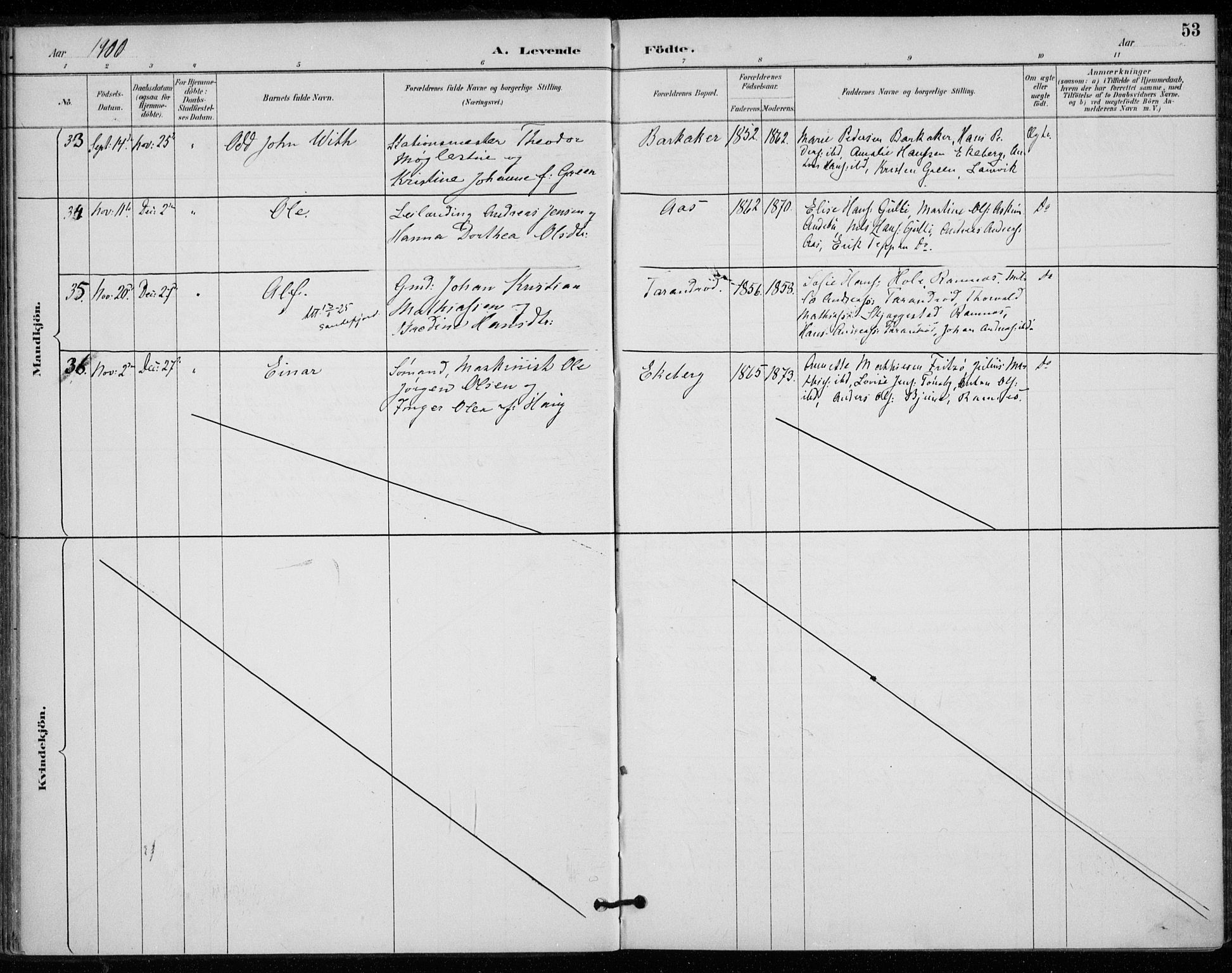 Sem kirkebøker, AV/SAKO-A-5/F/Fa/L0011: Parish register (official) no. I 11, 1888-1904, p. 53