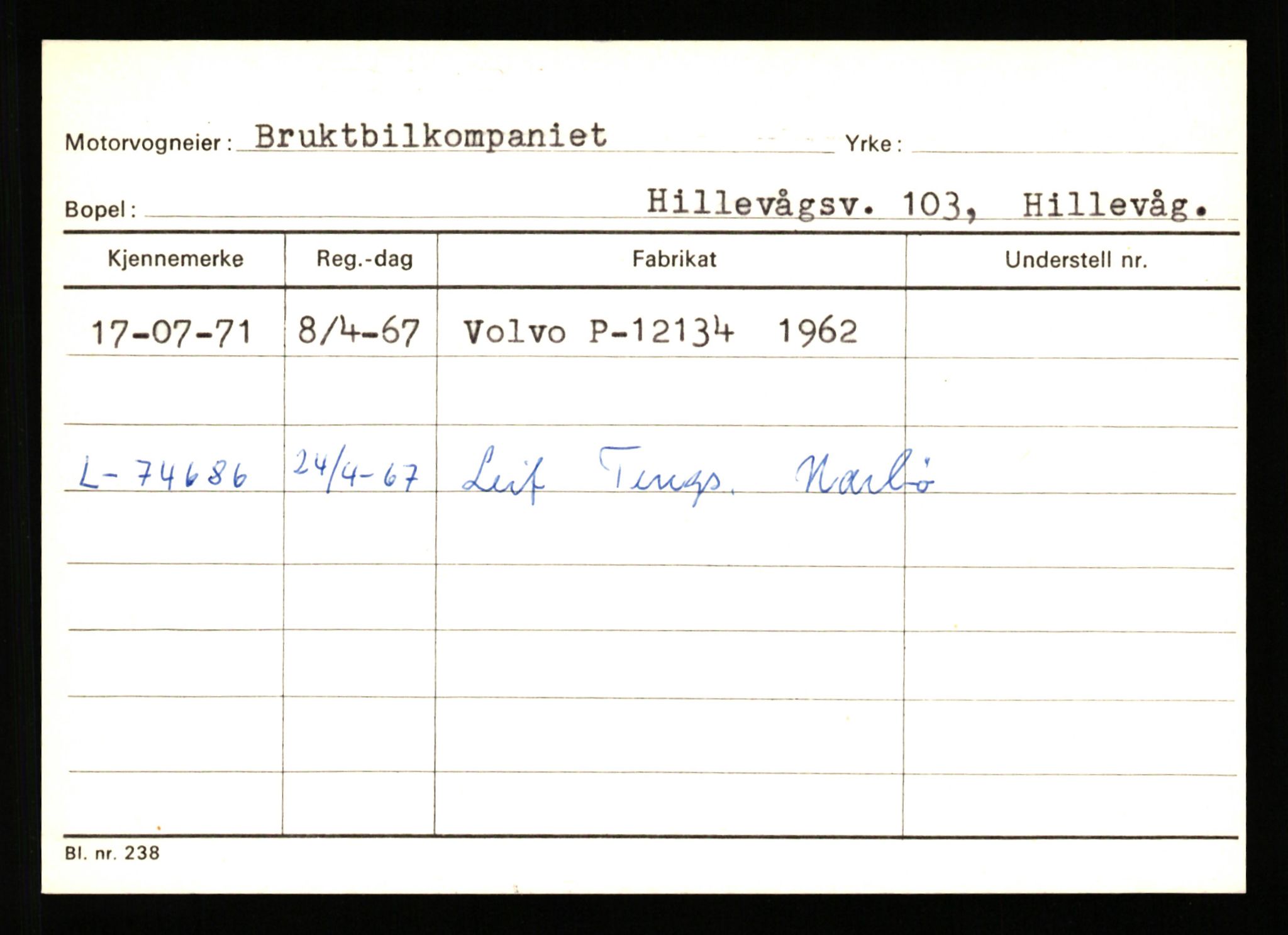 Stavanger trafikkstasjon, AV/SAST-A-101942/0/G/L0010: Registreringsnummer: 130000 - 239953, 1930-1971, p. 1383