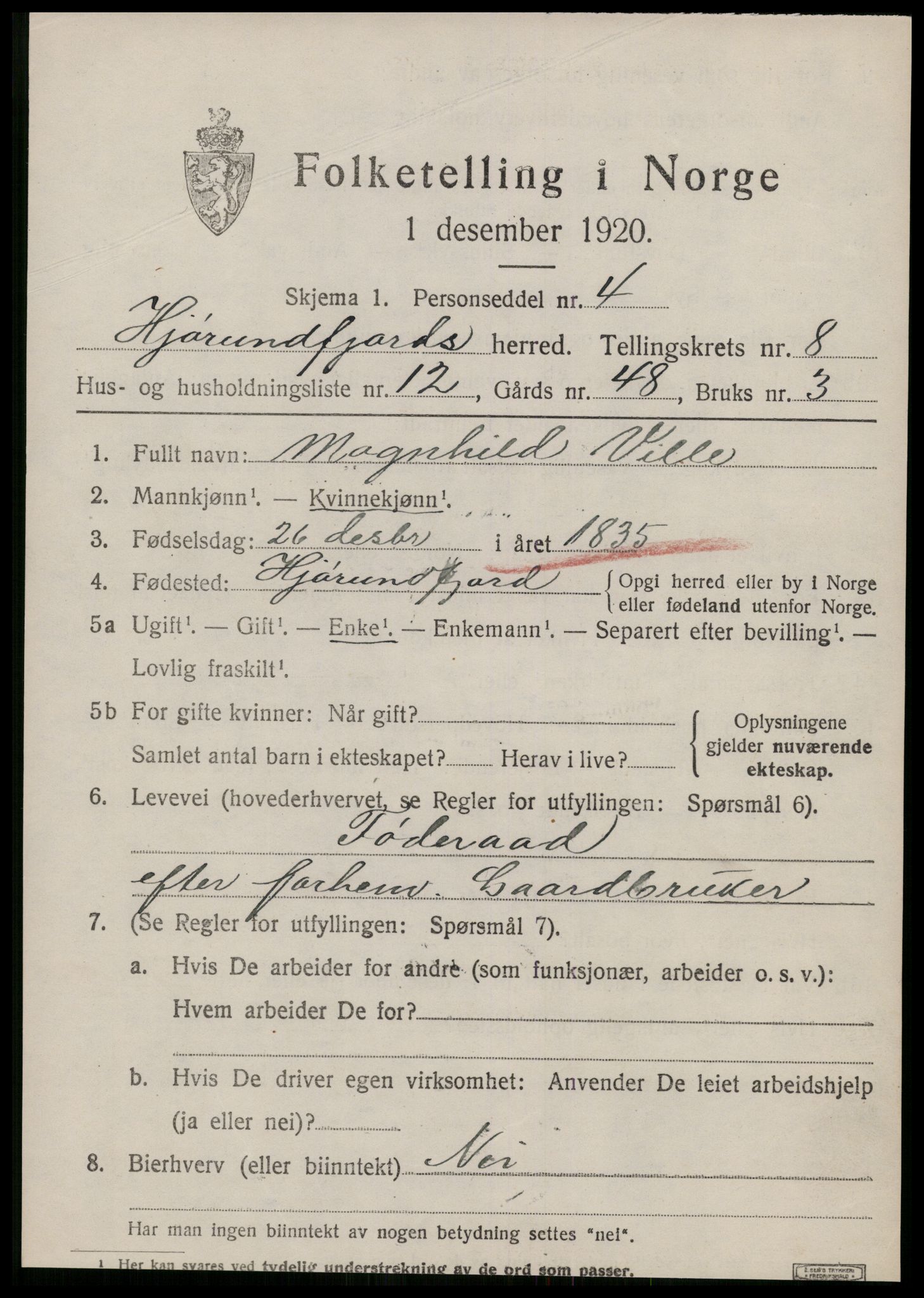 SAT, 1920 census for Hjørundfjord, 1920, p. 3019