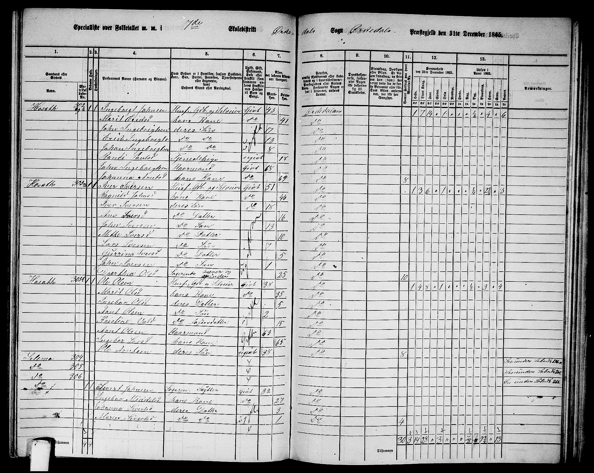 RA, 1865 census for Orkdal, 1865, p. 214