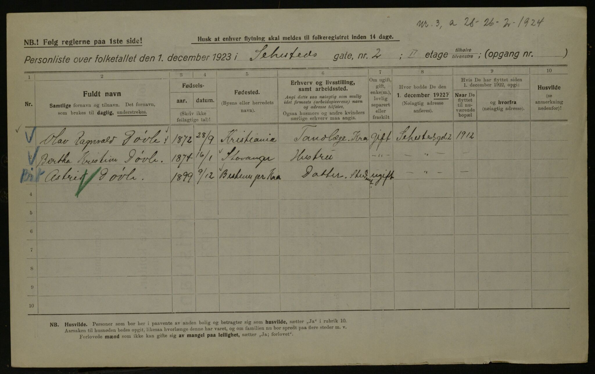 OBA, Municipal Census 1923 for Kristiania, 1923, p. 103941