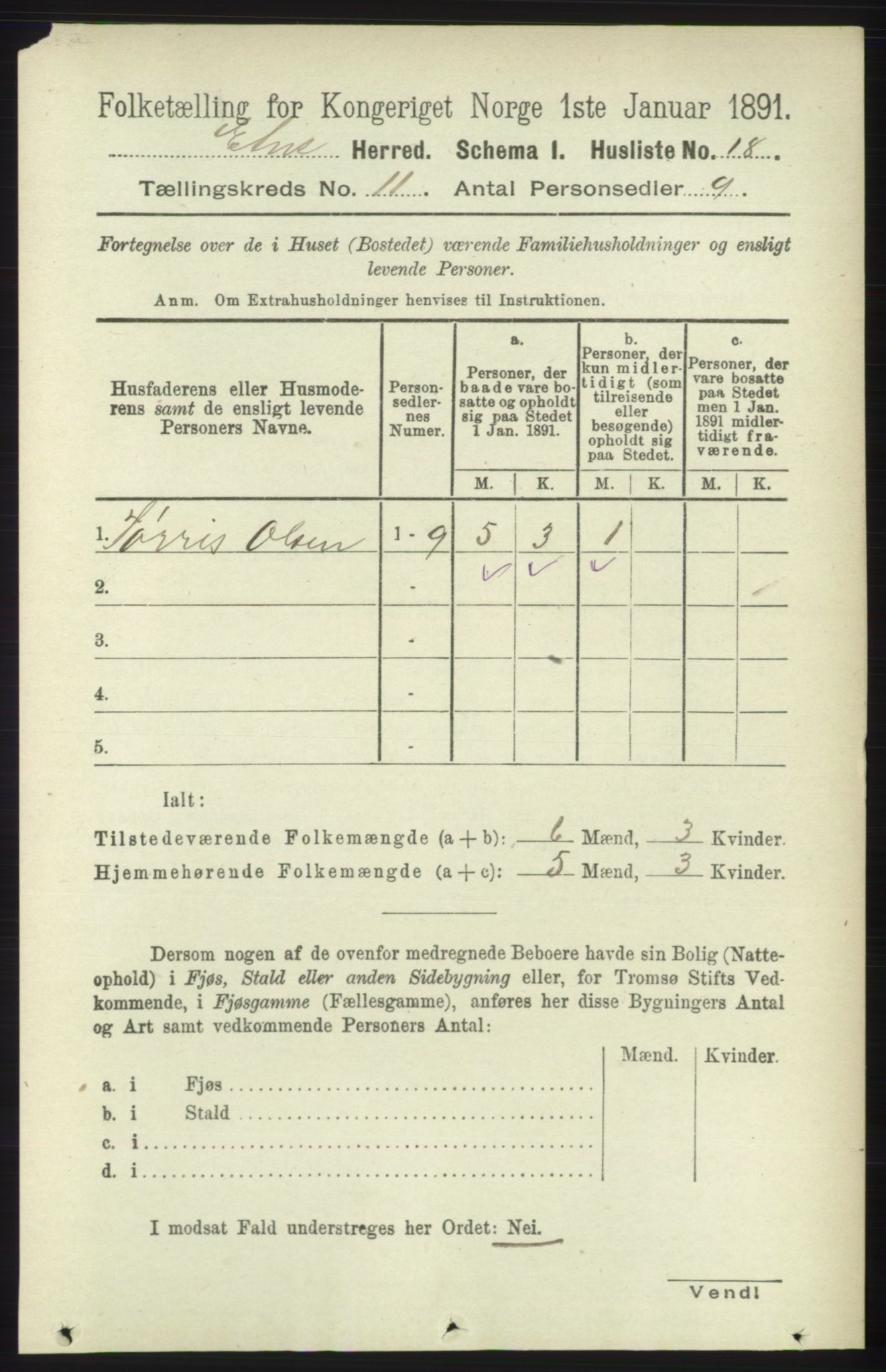 RA, 1891 census for 1211 Etne, 1891, p. 2220