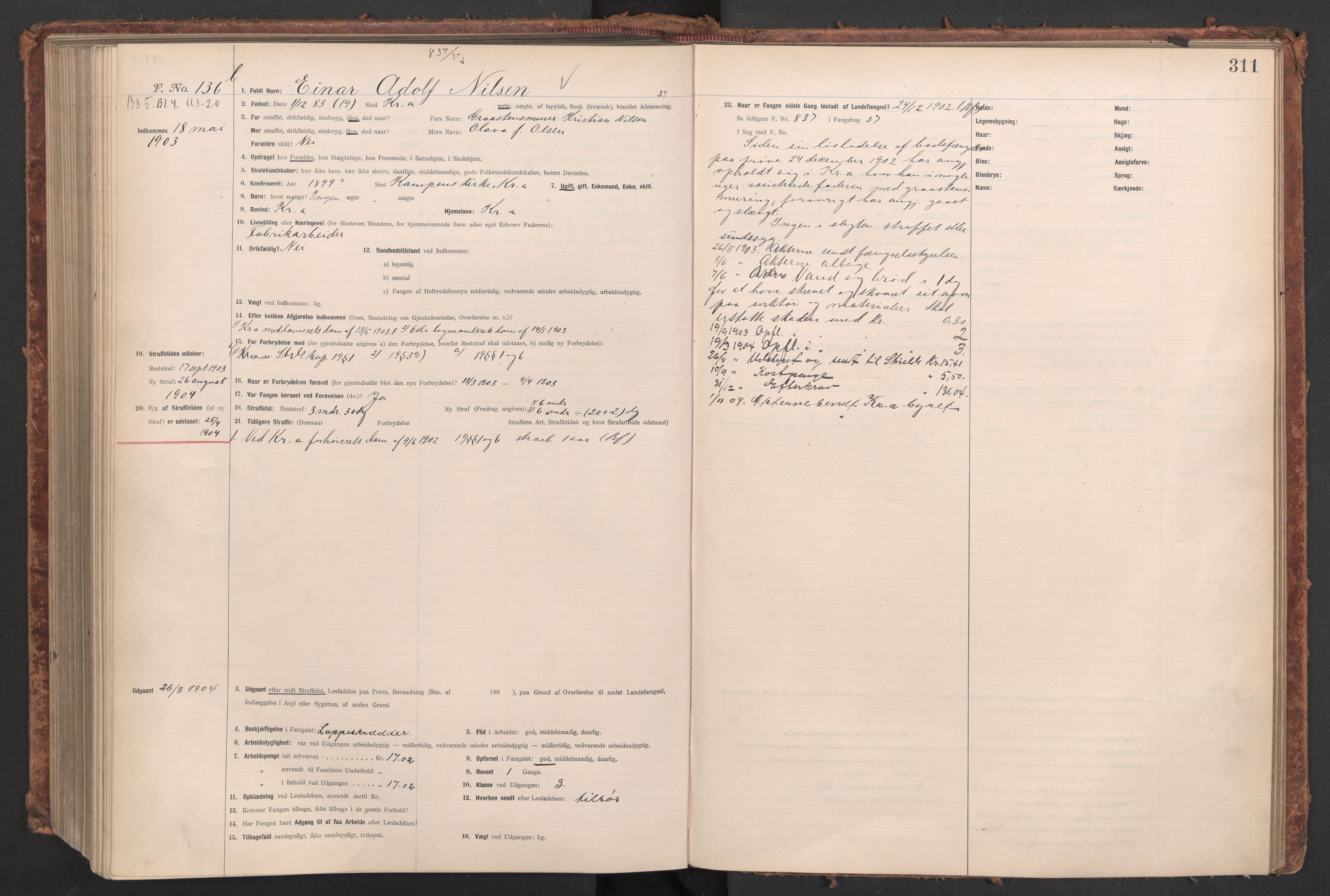 Botsfengslet, AV/RA-S-1539/D/Db/Dbb/L0037: 826k - 177l, 1902-1903, p. 311