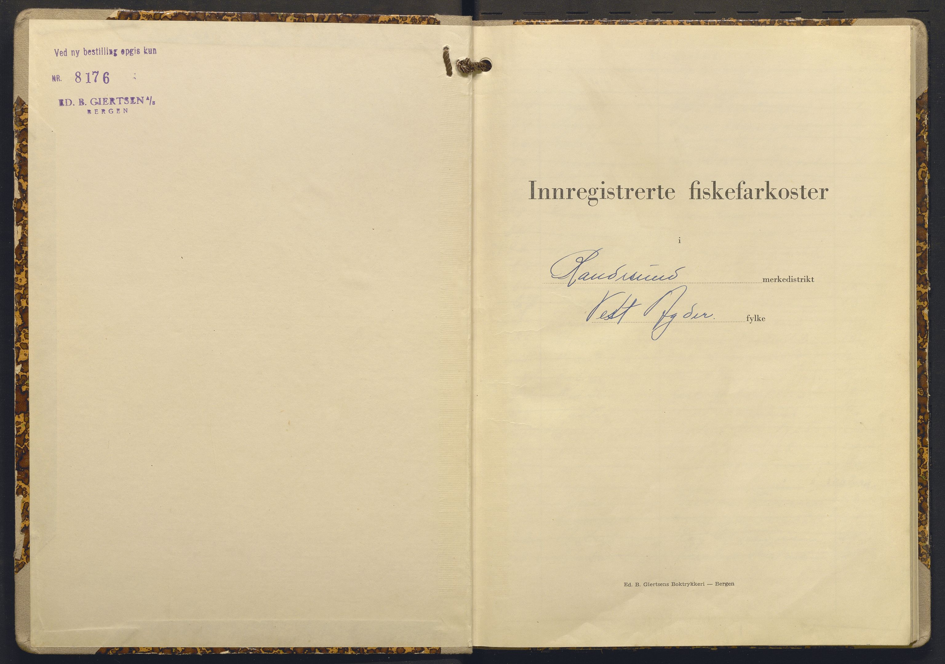 Fiskeridirektoratet - 1 Adm. ledelse - 13 Båtkontoret, AV/SAB-A-2003/I/Ia/Iaj/L0035: 135.1015/2 Merkeprotokoll - Randesund, 1952-1963
